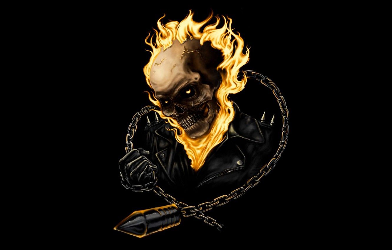 Wallpaper skull, chain, Ghost, Ghost Rider, racer image for desktop, section минимализм