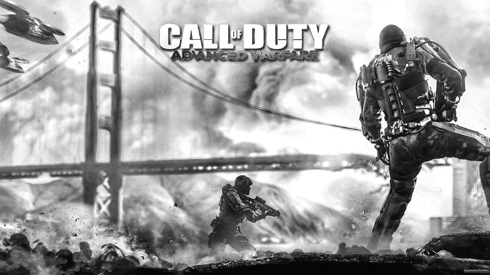 Wallpaper, video games, Call of Duty, video game characters, Call of Duty Advanced Warfare, black and white, monochrome photography 1920x1080