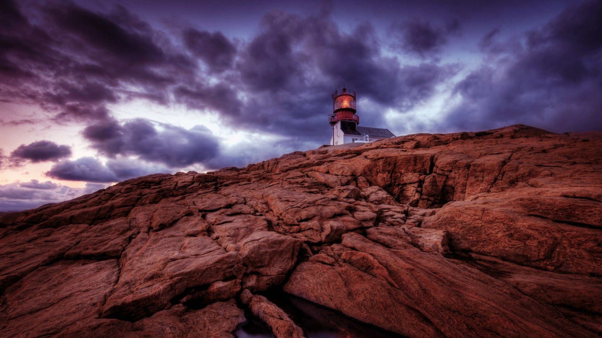 Fantastic lighthouse on a rocky cliff hdr (1920x1080, lighthouse, rocky, cliff, hdr) via. Rocky shore, Lighthouse, Around the worlds