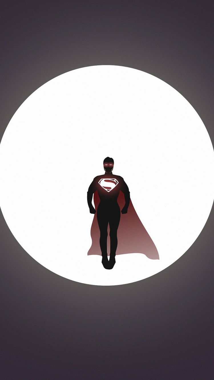 Download Superman, moon, DC knight, silhouette, minimal wallpaper, 750x1334, iphone 7, iPhone 8