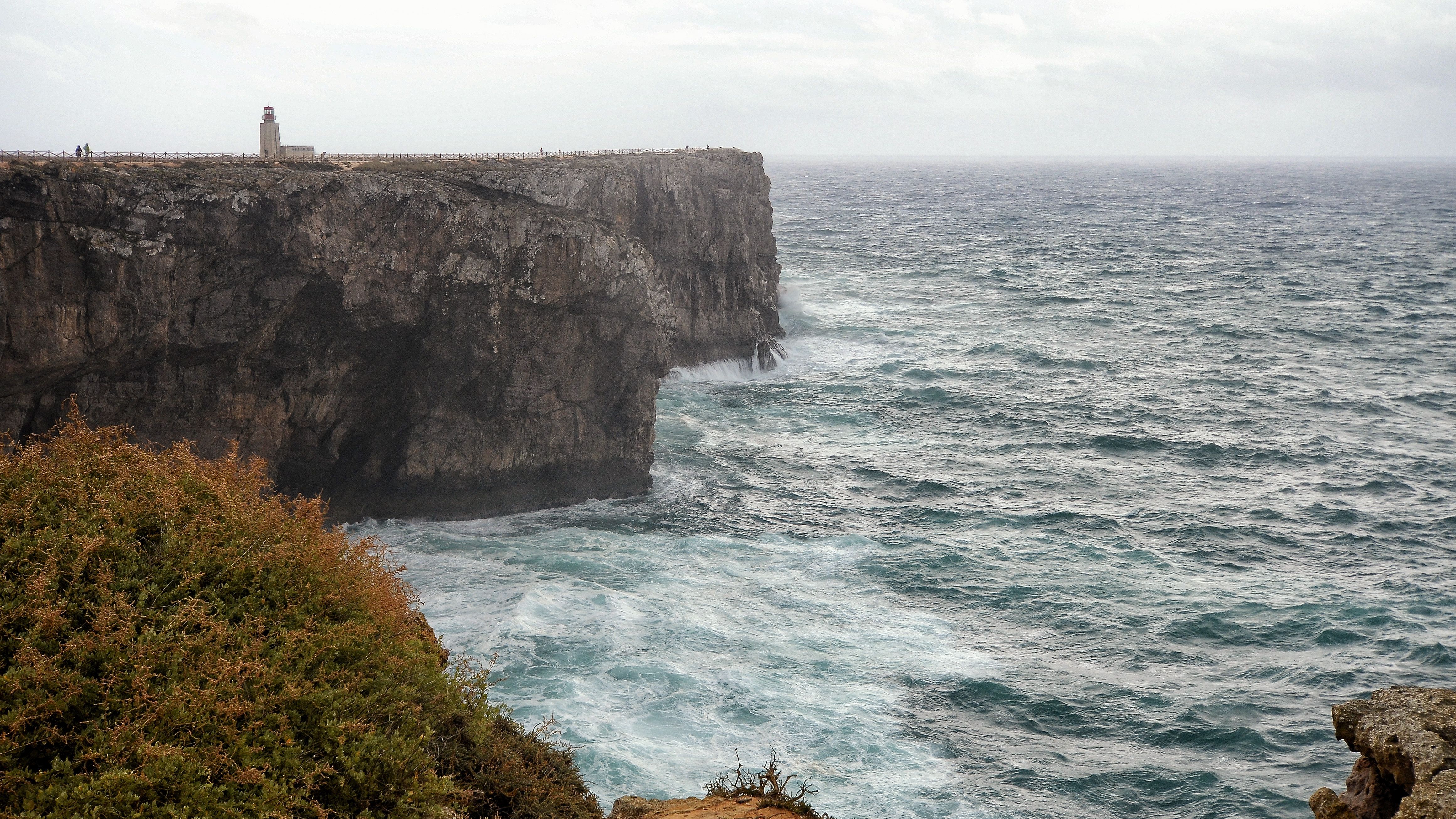Storm Ocean Lighthouse Cliffs