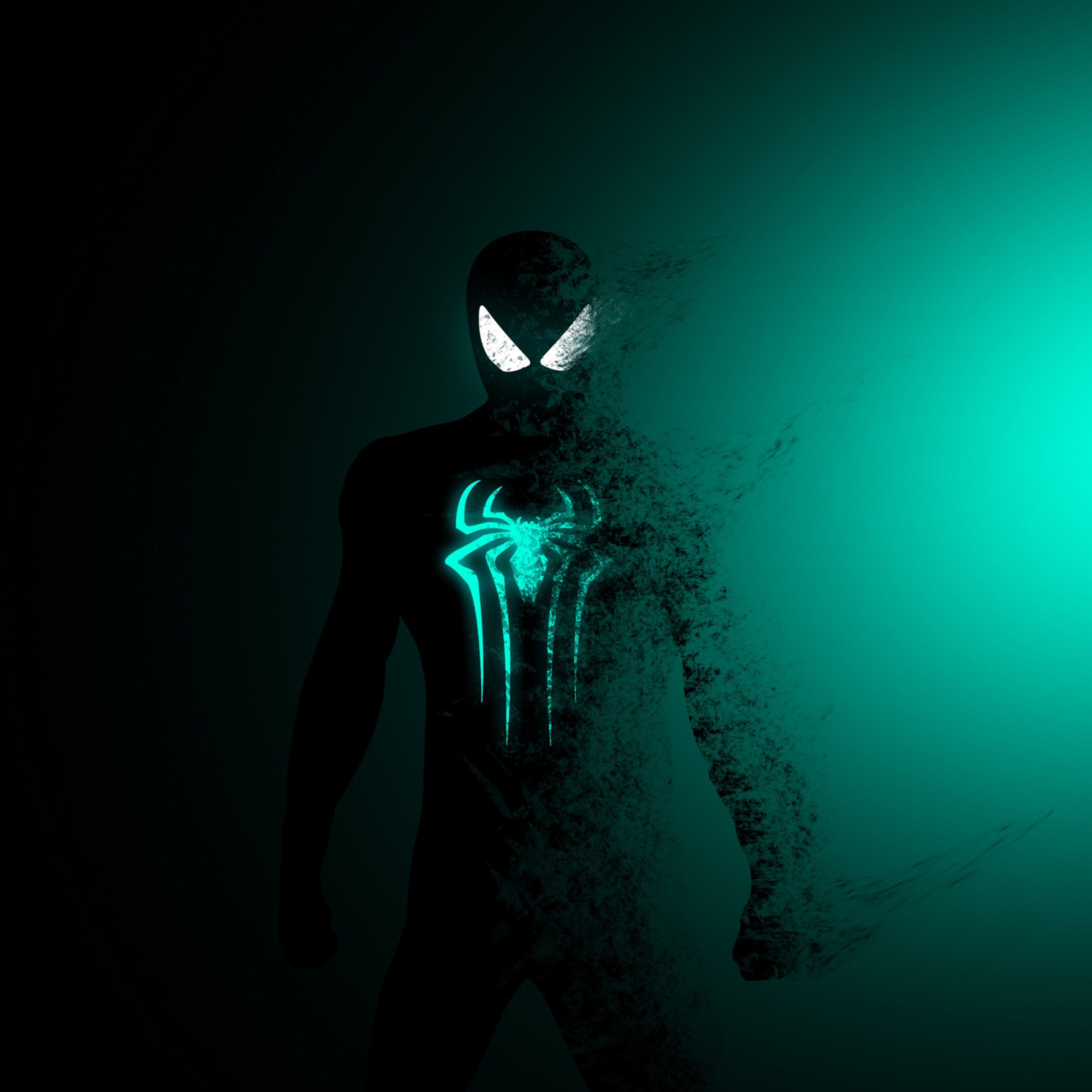 Spider Man Wallpaper 4K, Dark, Cyan, Minimal, Marvel Superheroes, Graphics CGI