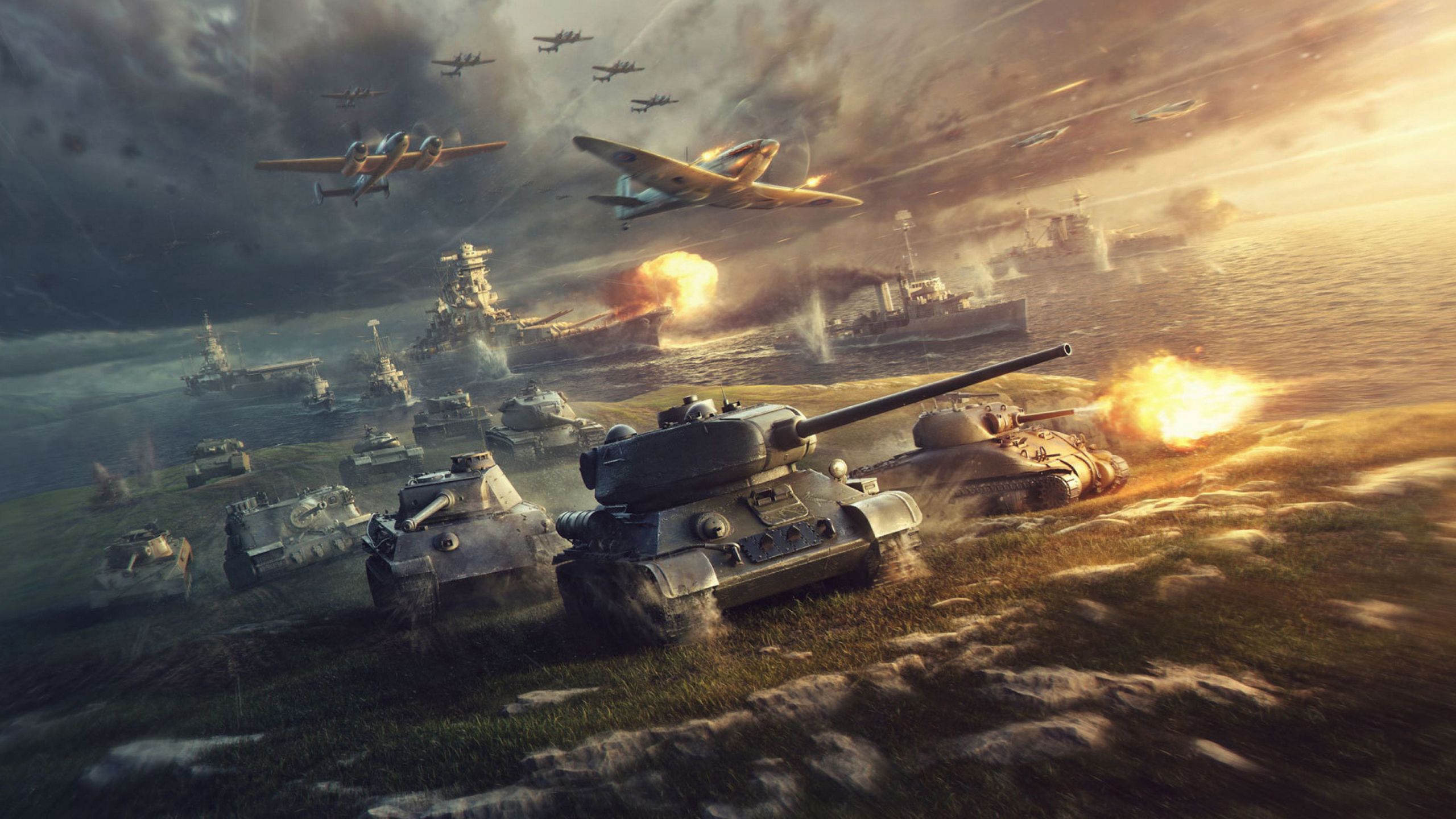 Desktop Wallpaper World Of Tanks, Tanks And Fighter Aircraft, Online Game, 4k, HD Image, Picture, Background, Qpl9vr