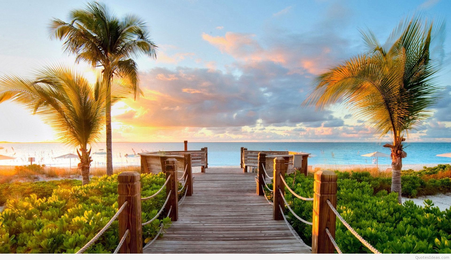 Tropical Summer Beach And View Of The Sea Bridge Wallpaper Desktop Background HD Wallpaper