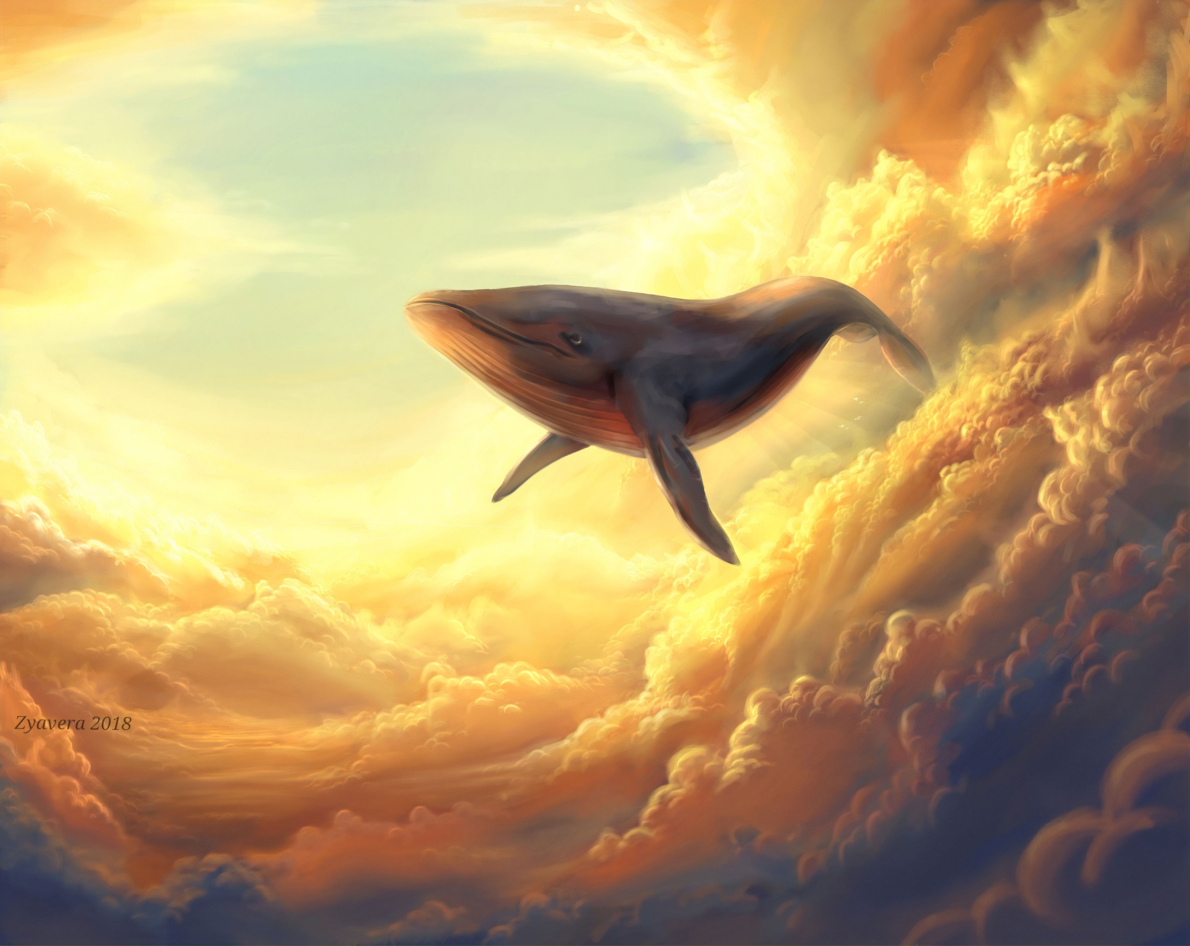 Wallpaper ID: 2123 / whale, girl, art, 4k free download