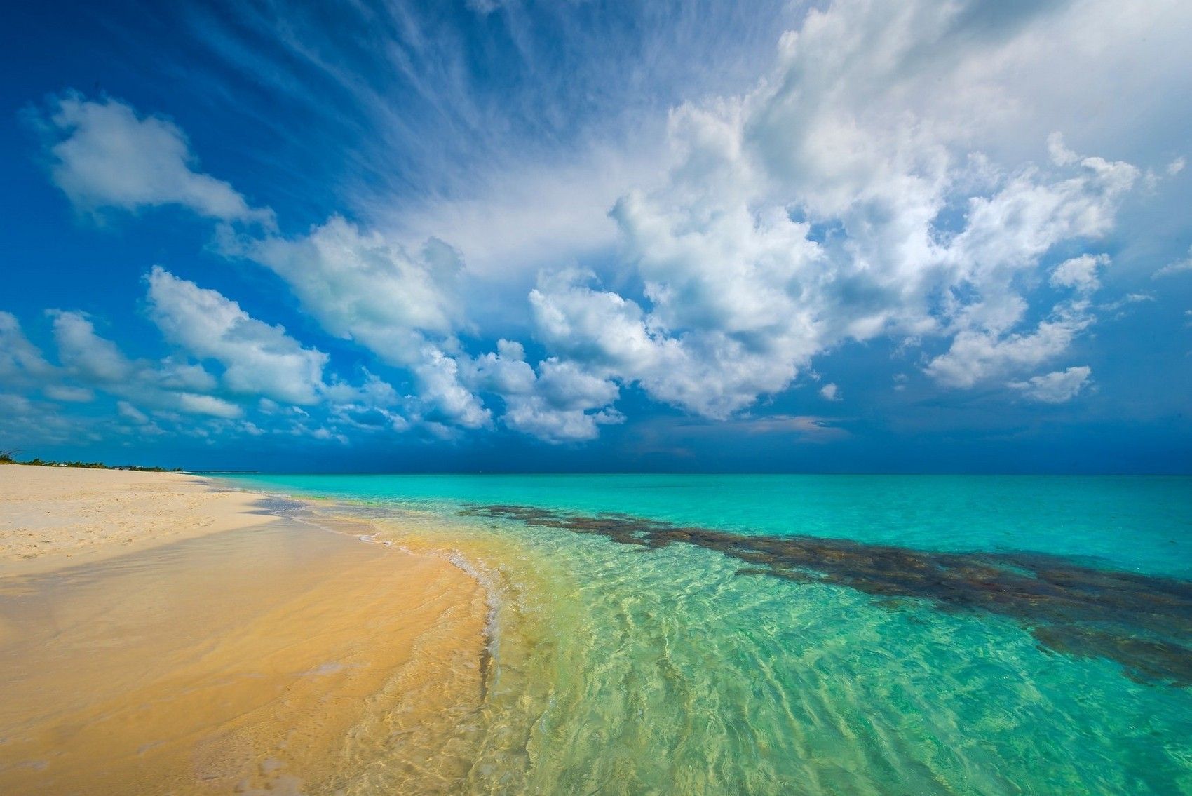 nature landscape tropical beach caribbean island turquoise sea white clouds sand summer wallpaper