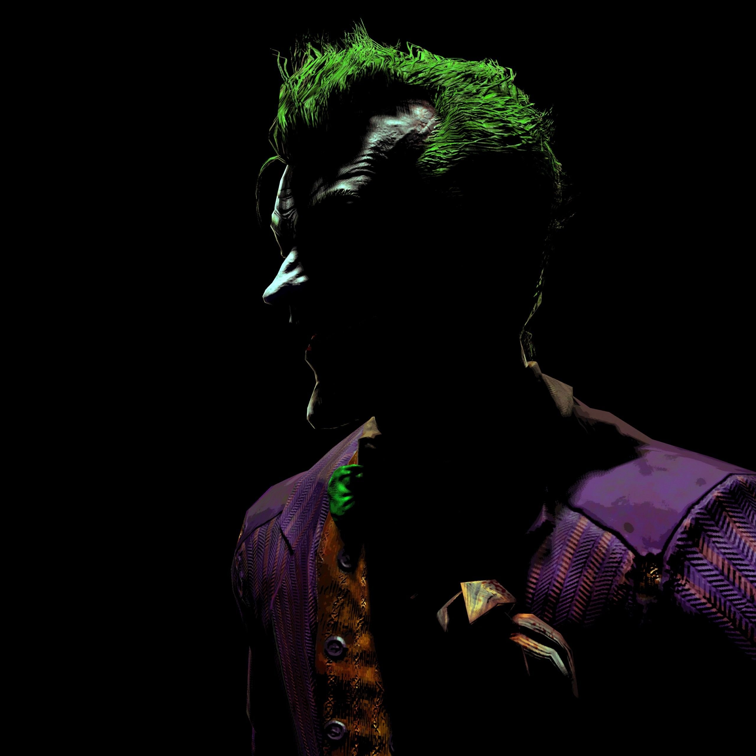 Joker 4K Wallpaper, Batman: Arkham Asylum, Black Background, Black Dark
