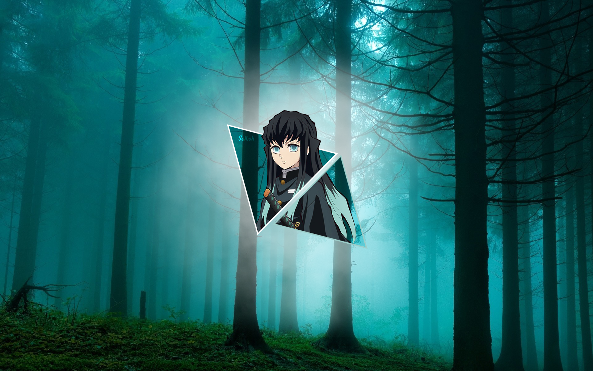Wallpaper, tokitou muichirou, Kimetsu no Yaiba, mist, anime, forest 1920x1200
