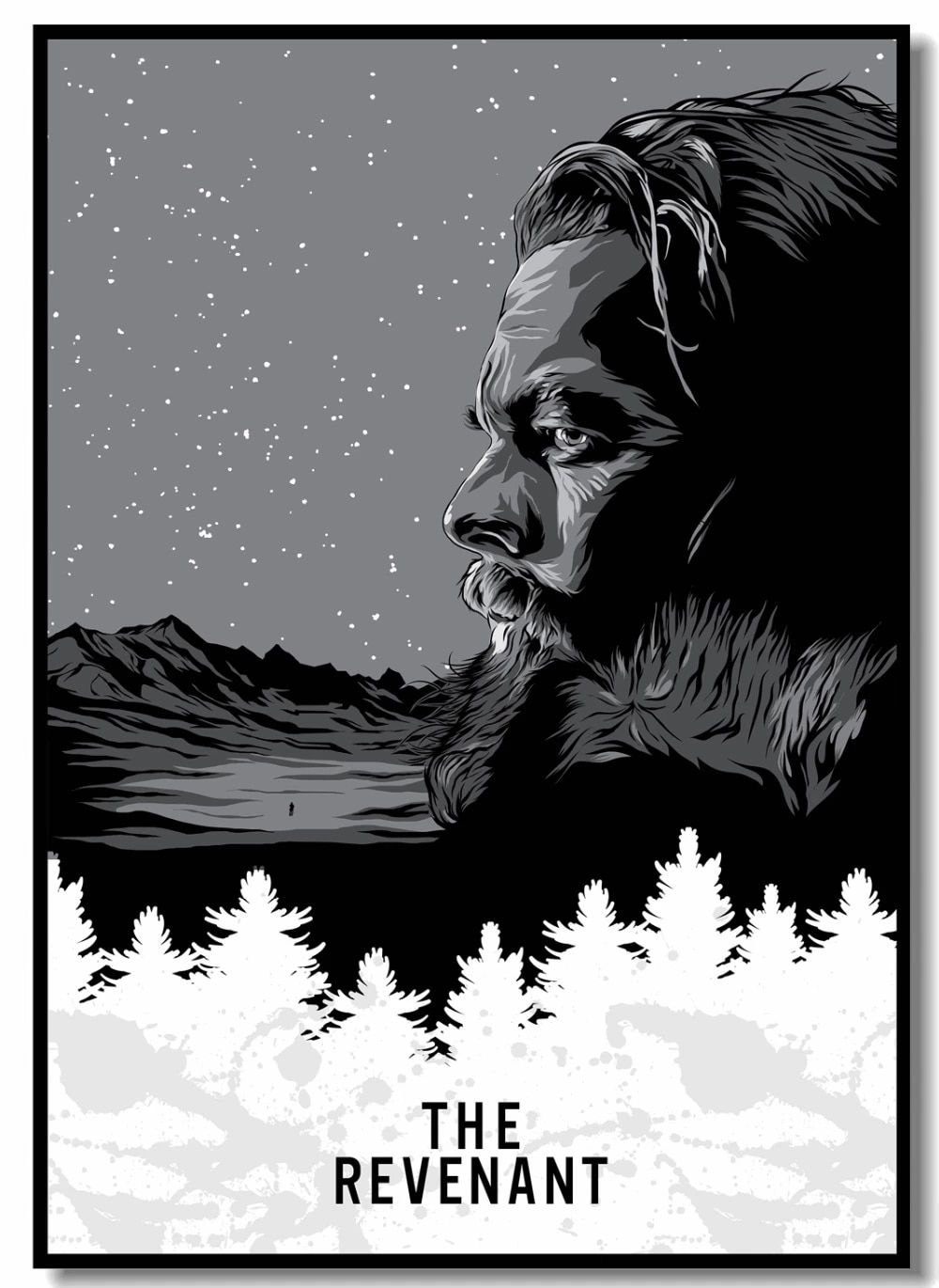 Custom Canvas Wall Painting Leonardo DiCaprio Poster The Revenant Wall Sticker Black And White Wallpaper Bar Office Mural #. Wall Stickers