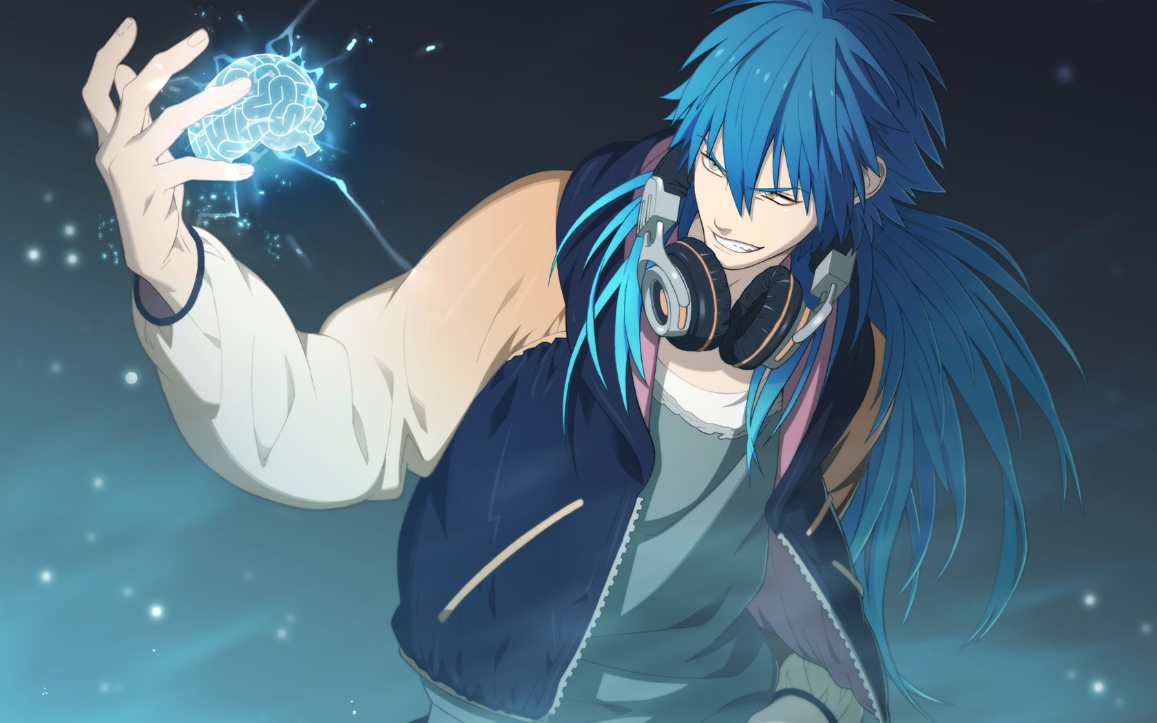 Cool Anime Boy with Blue Hair