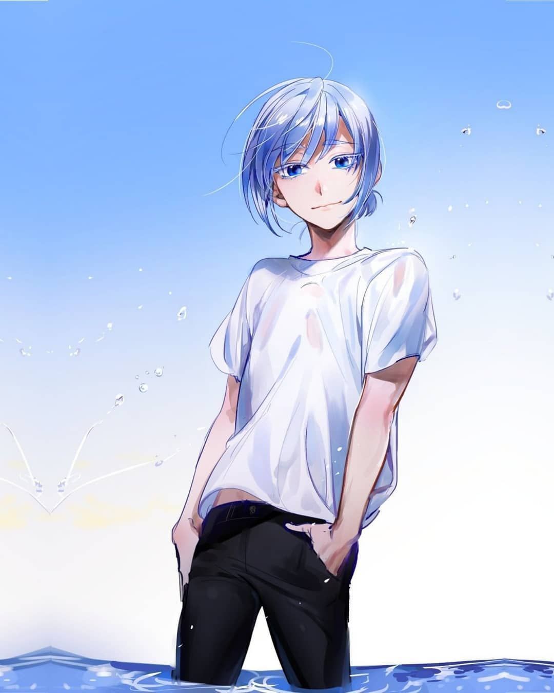 Download Cute Anime Guys Hot Anime Boy Anime Sexy Anime Boys  Anime  Boy Blue Hair PNG Image with No Background  PNGkeycom