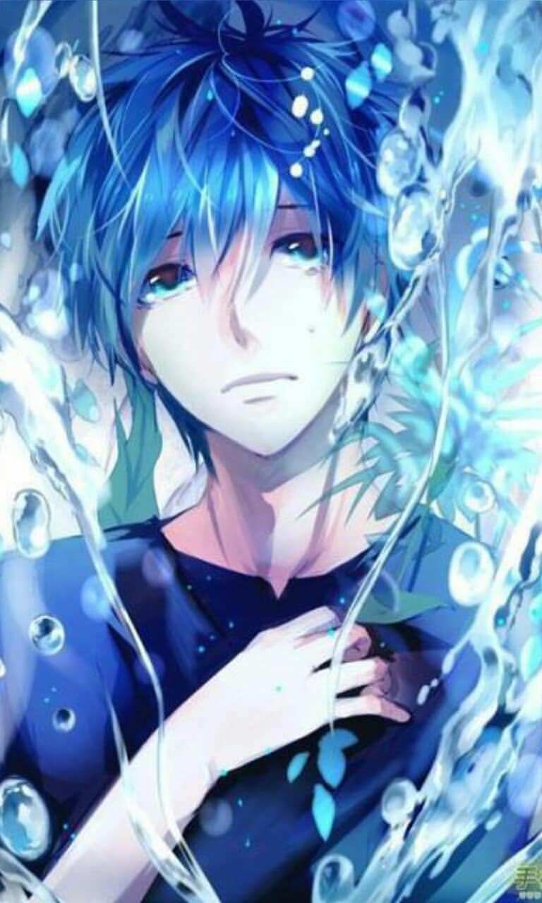 Free Blue Haired Anime Boy Wallpaper Model