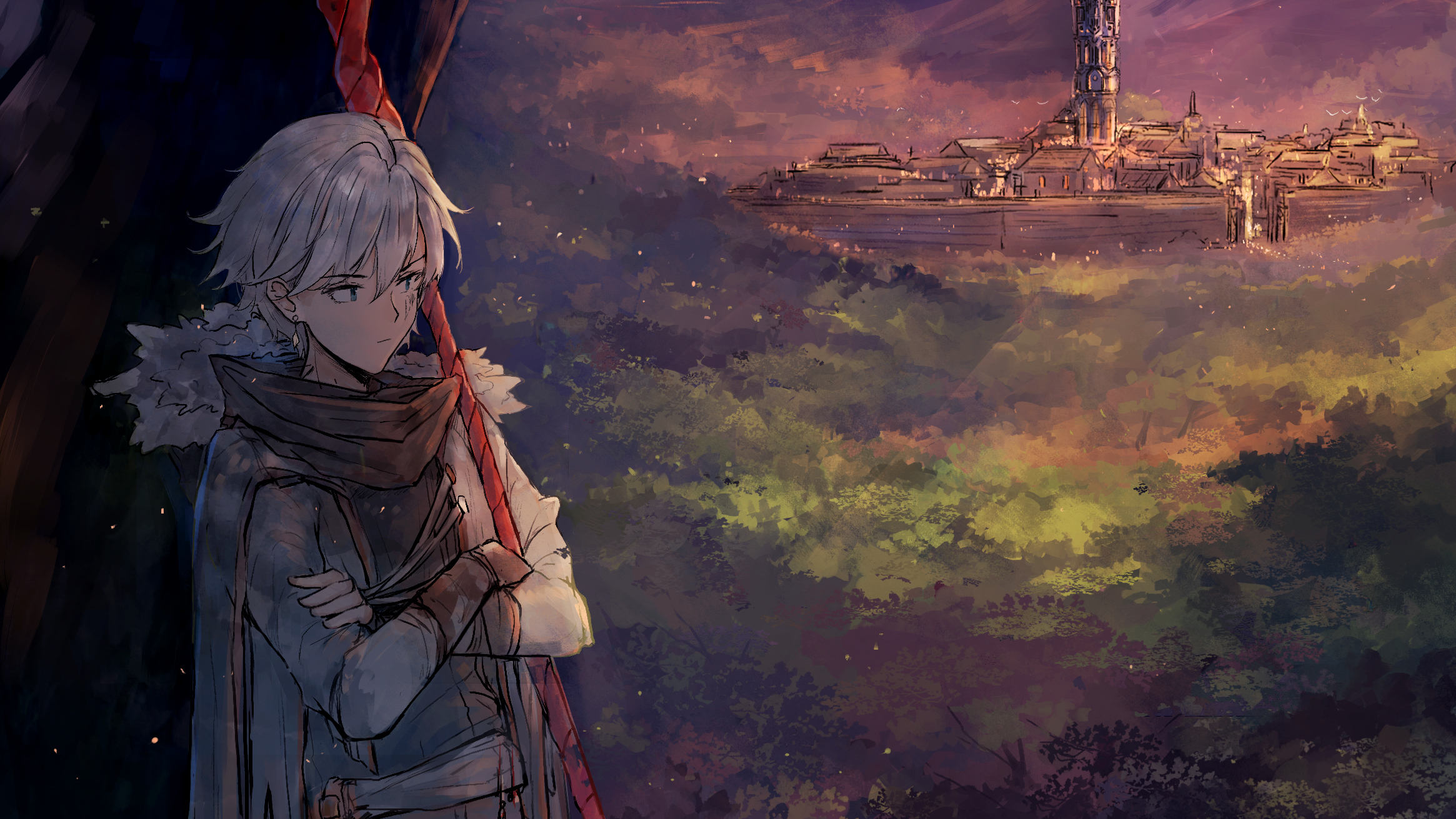 Wallpaper, anime boys, blue eyes, white hair 2330x1311
