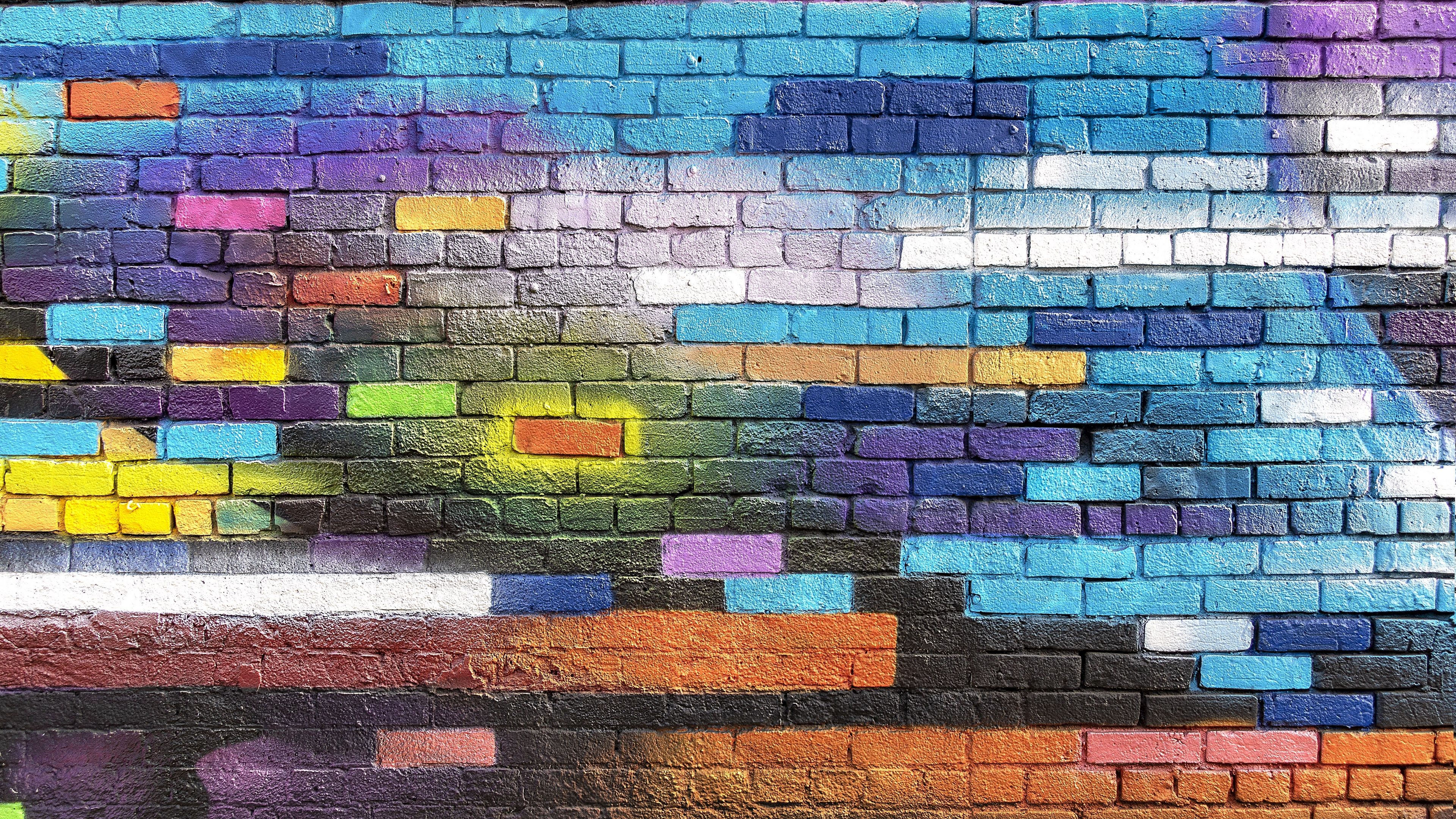 Wallpaper 4k wall, brick, colorful, paint, street art, graffiti 4k brick, Colorful, WALL