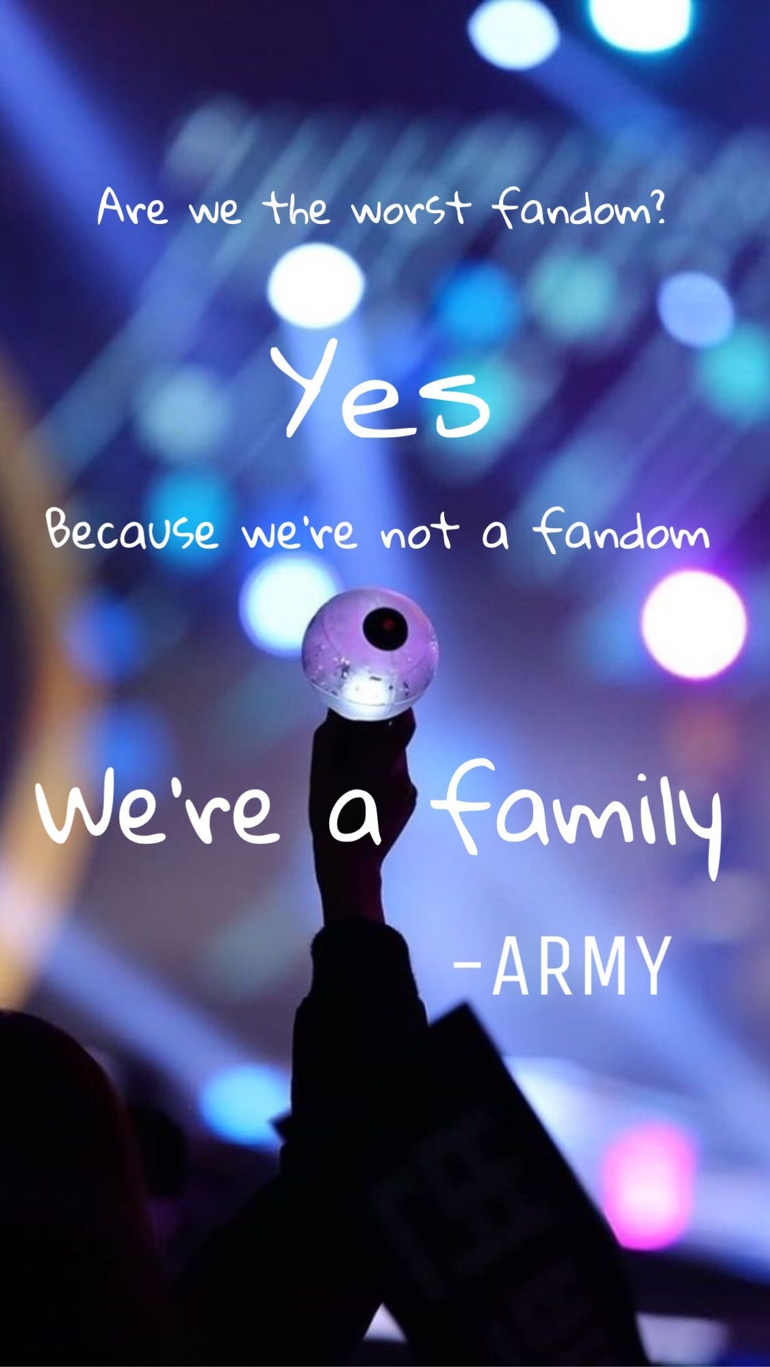 A wallpaper I made! We're a family. I purple u army and bts