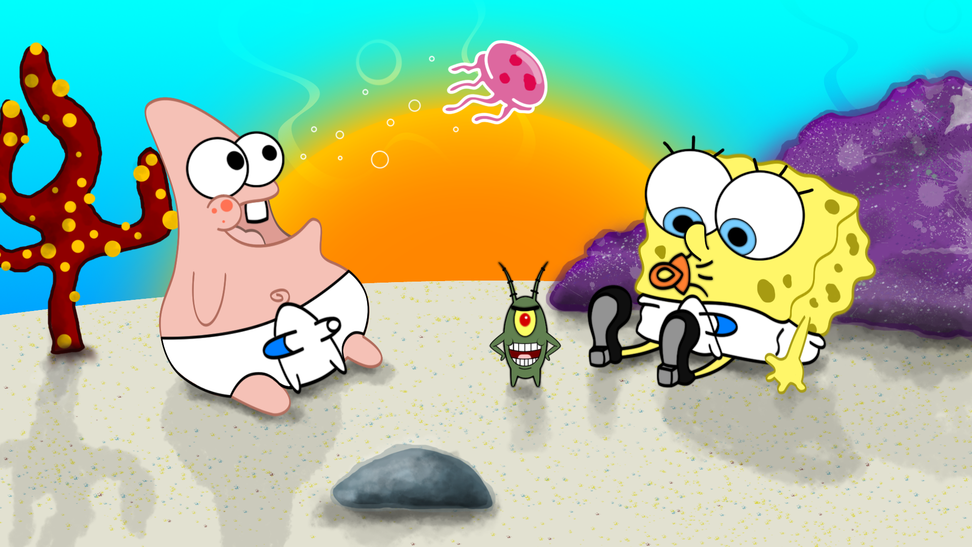 Spongebob And Patrick As Babies Wallpaper. Desain karakter, Desain