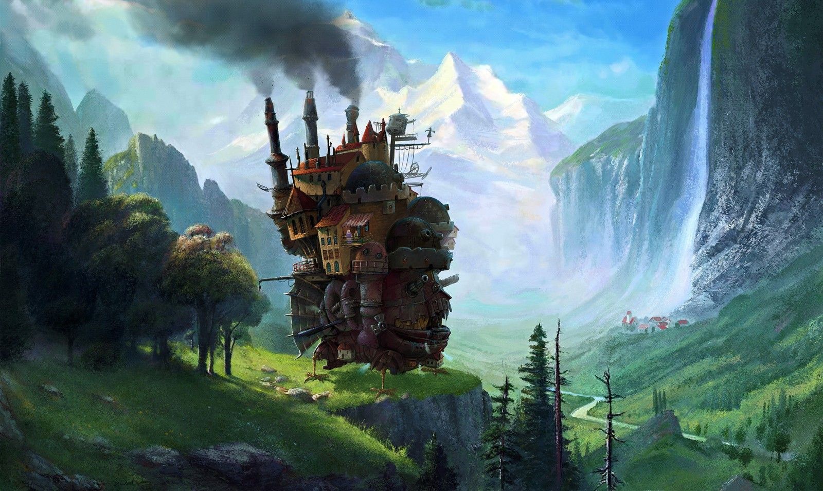 anime, Howls Moving Castle, jungle, Hayao Miyazaki, Terrain, screenshot, computer wallpaper, geological phenomenon HD Wallpaper