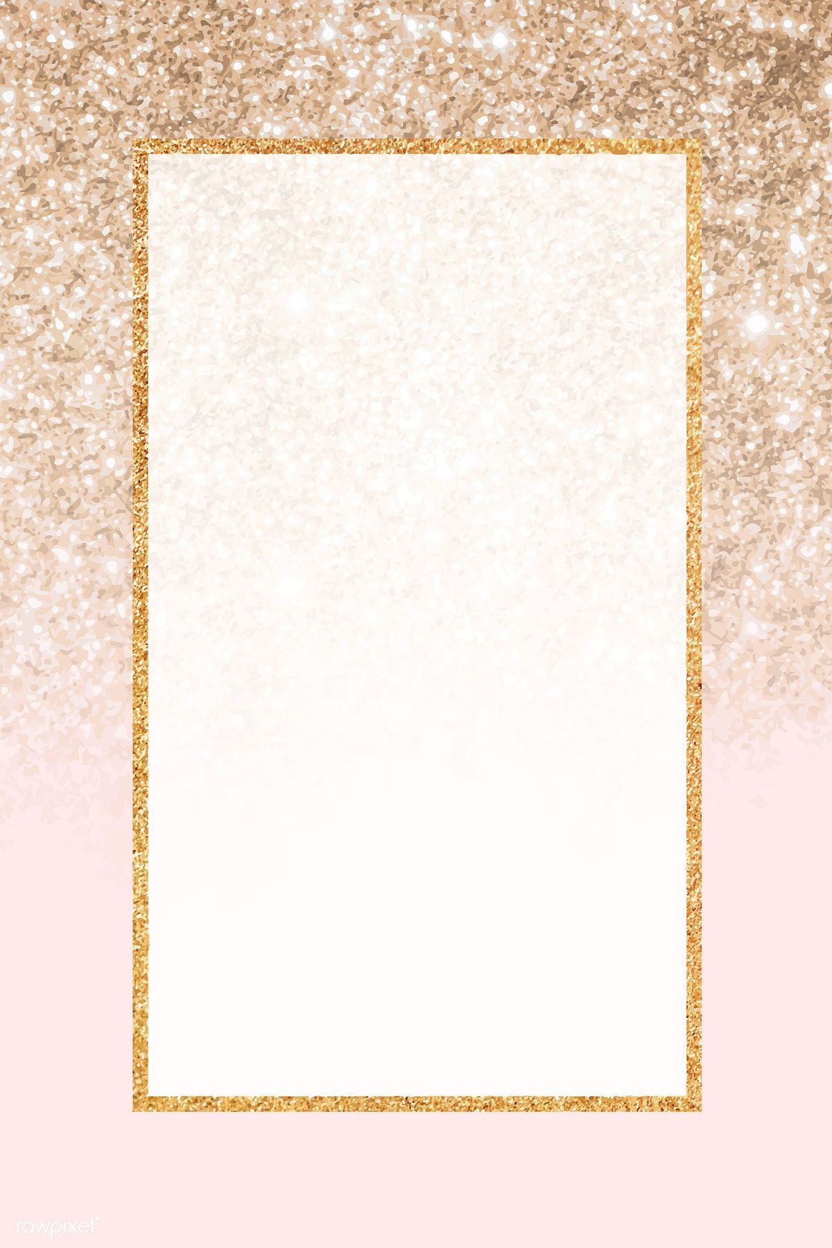 Download premium vector of Gold glittery rectangle frame vector 1016628. Pink glitter background, Gold glittery, Vector free