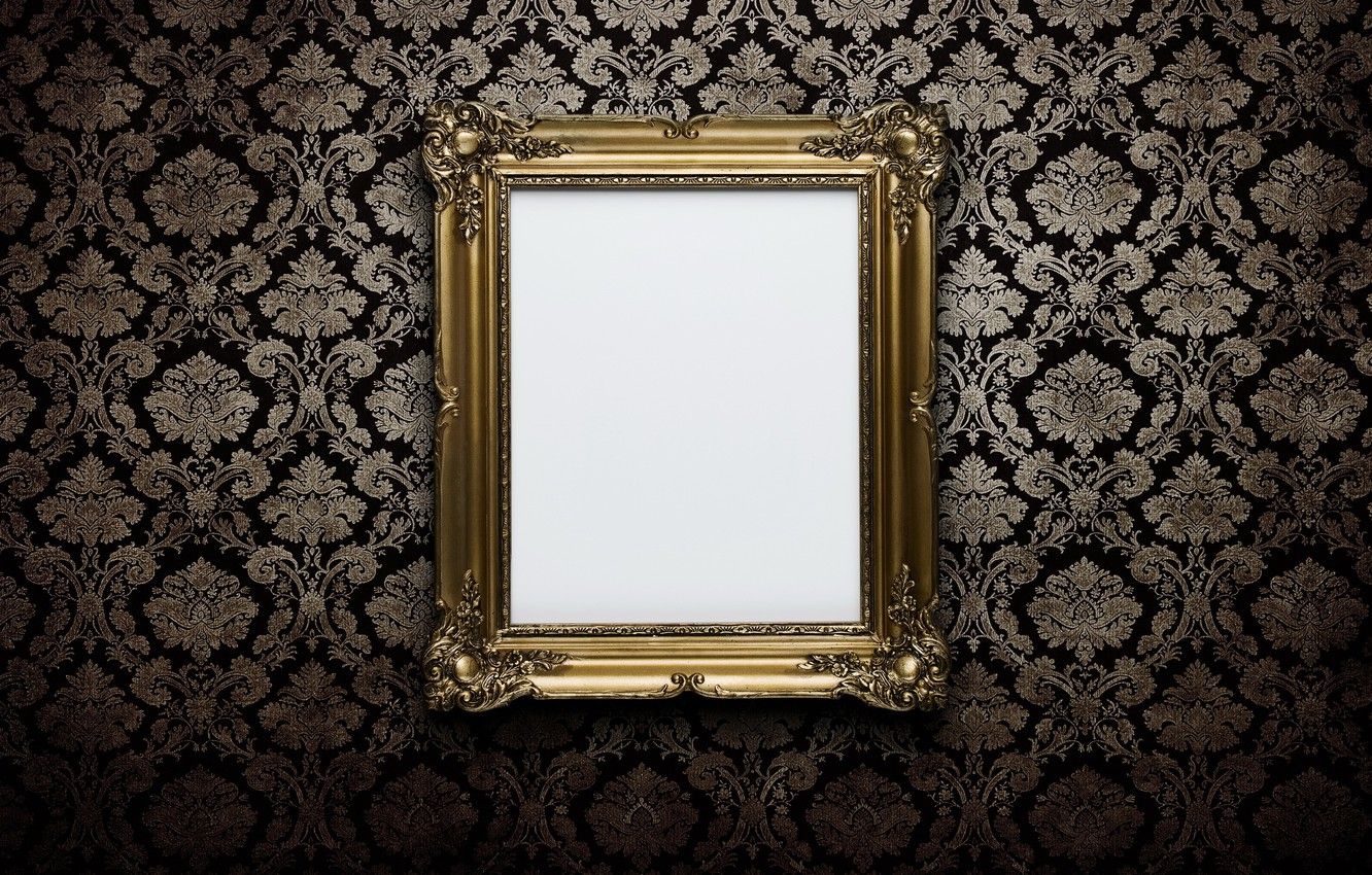 Wallpaper wall, white, gold, frame image for desktop, section стиль