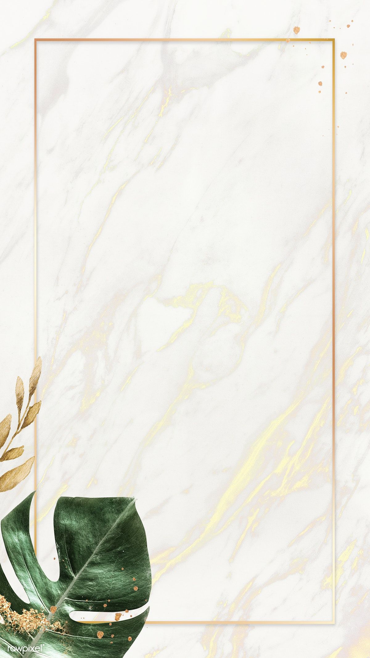 Download premium illustration of Gold frame with metallic monstera leaf. Flower background wallpaper, Phone wallpaper image, Framed wallpaper