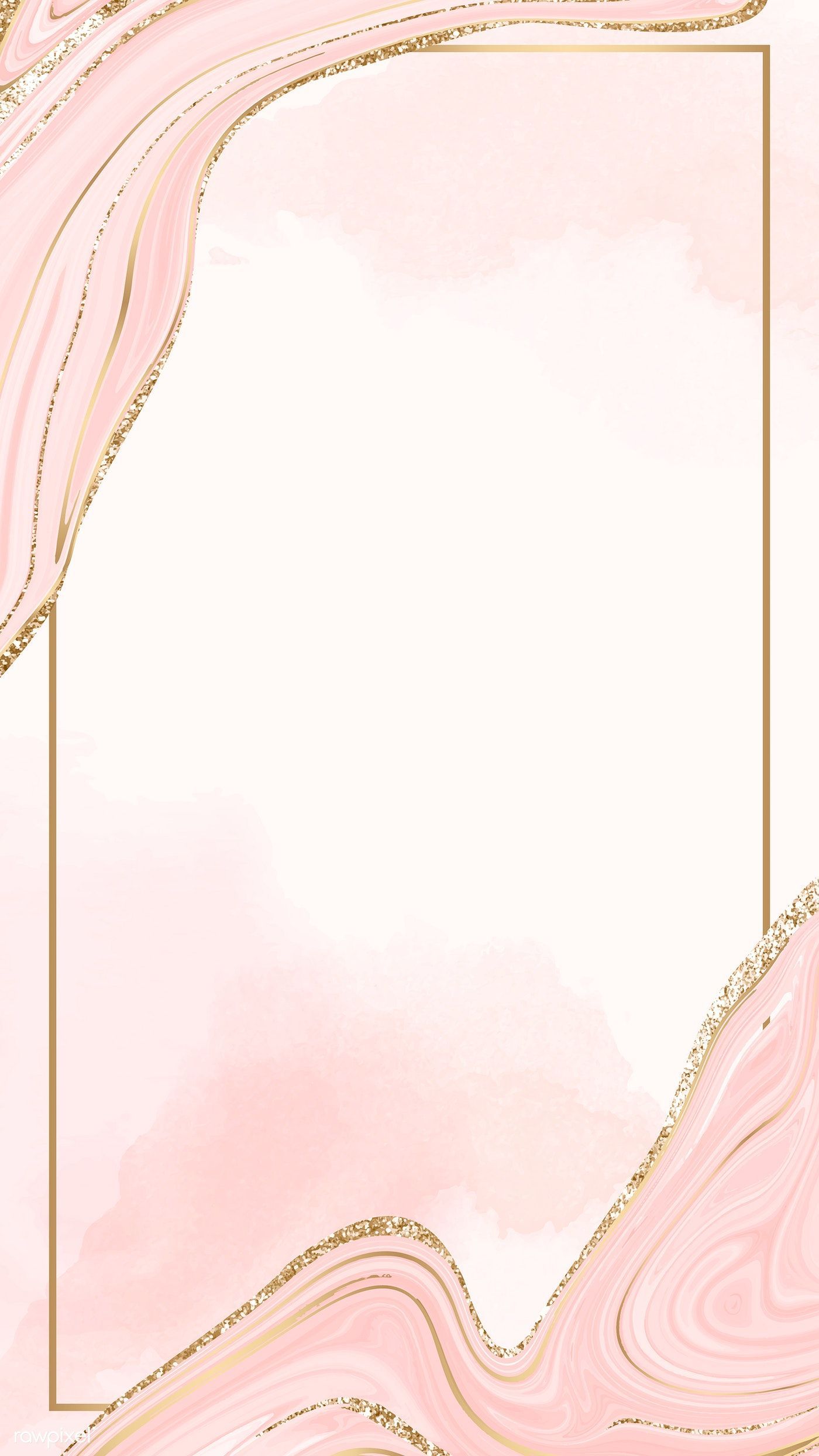 Download premium vector of Gold frame on a pink fluid patterned mobile. Gold wallpaper background, Flower background wallpaper, Rose gold wallpaper