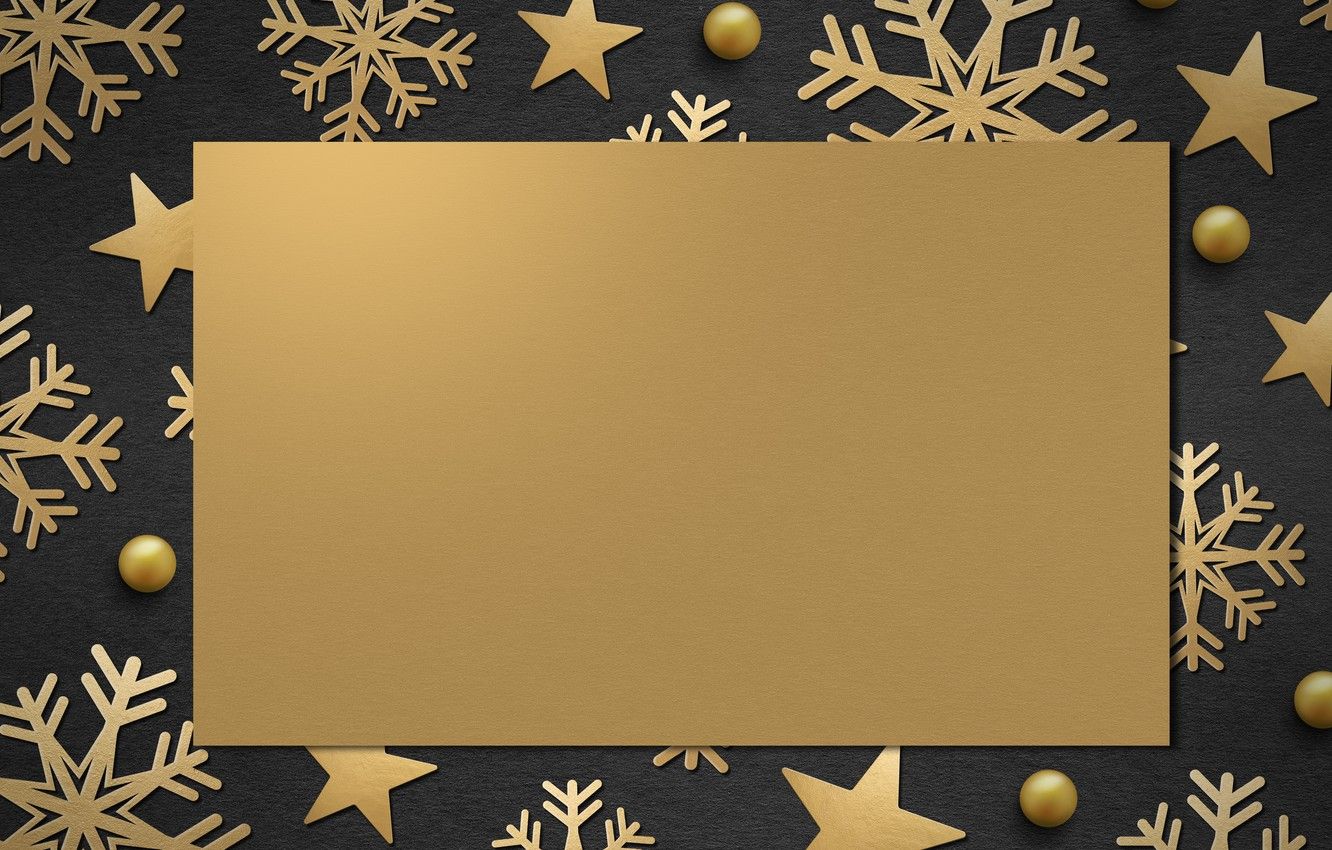 Wallpaper winter, snowflakes, frame, golden, black background, black, Christmas, winter, background, snowflakes, frame image for desktop, section текстуры