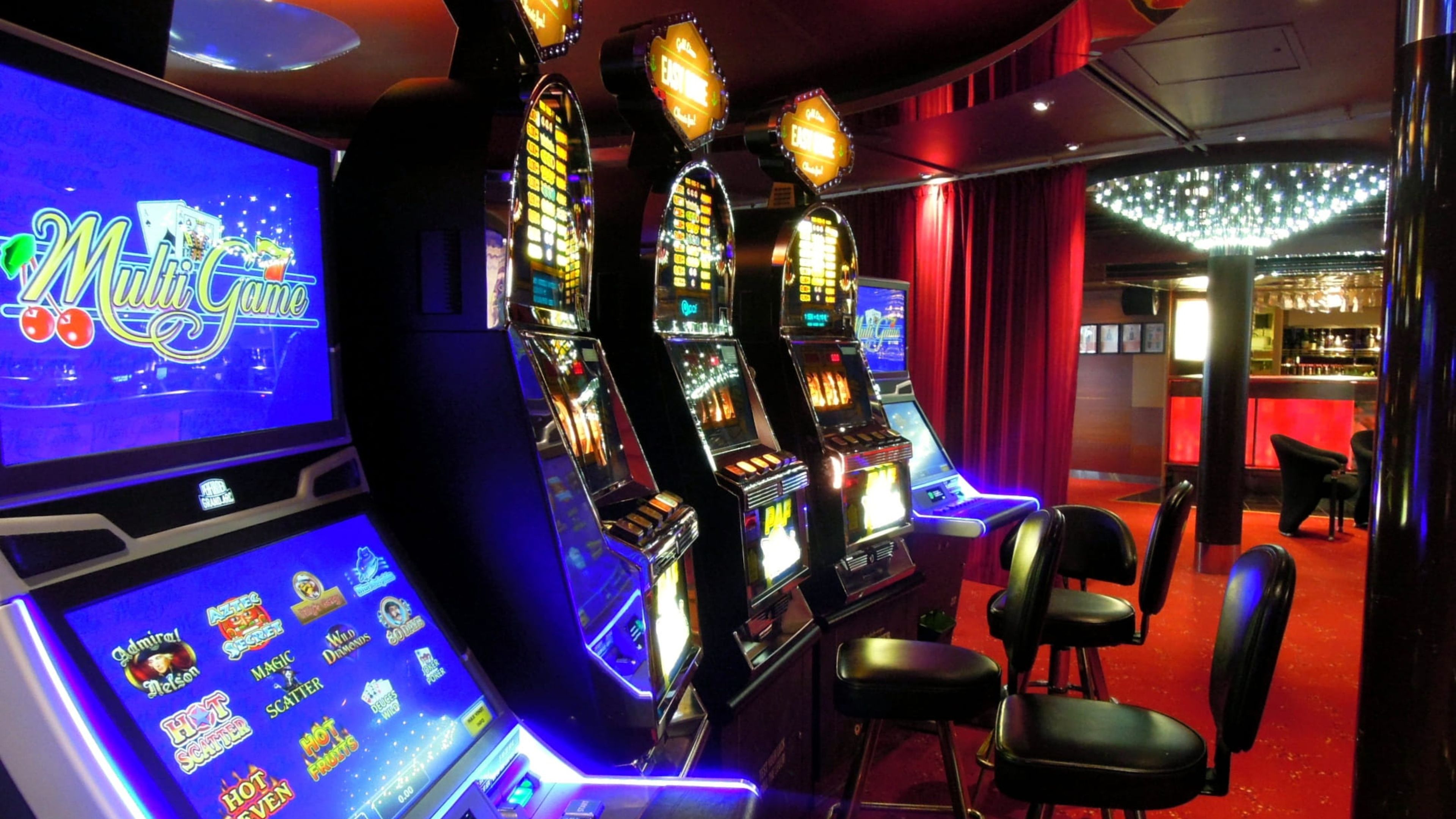 Slot Machines Casino Blue Arcade Video Game Addiction 4K HD Addiction Wallpaper