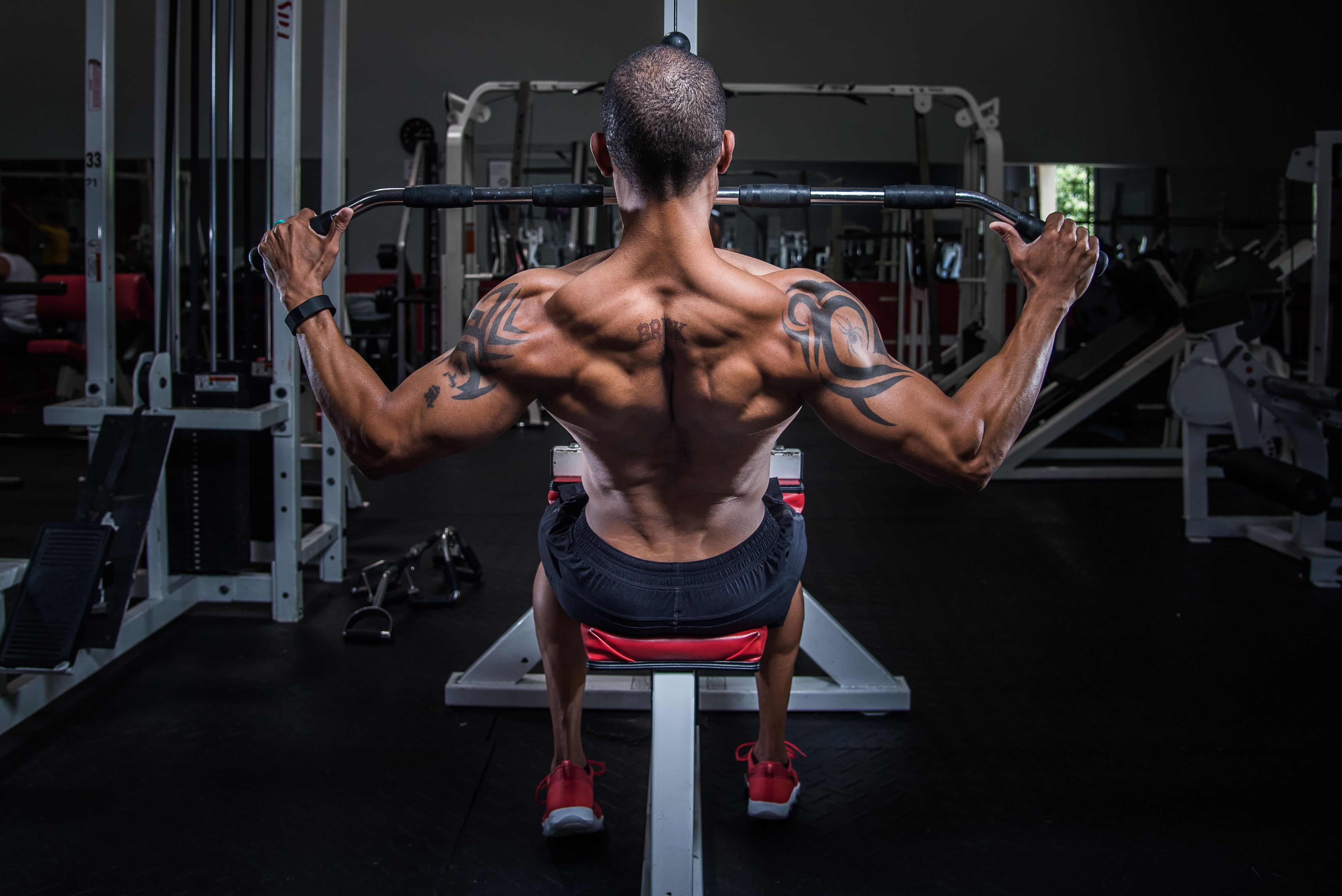 grey and black exercise equipment #man #back #workout #bodybuilding K # wallpaper #hdwallpaper #desktop. Muscle fitness, Workout, Men's muscle