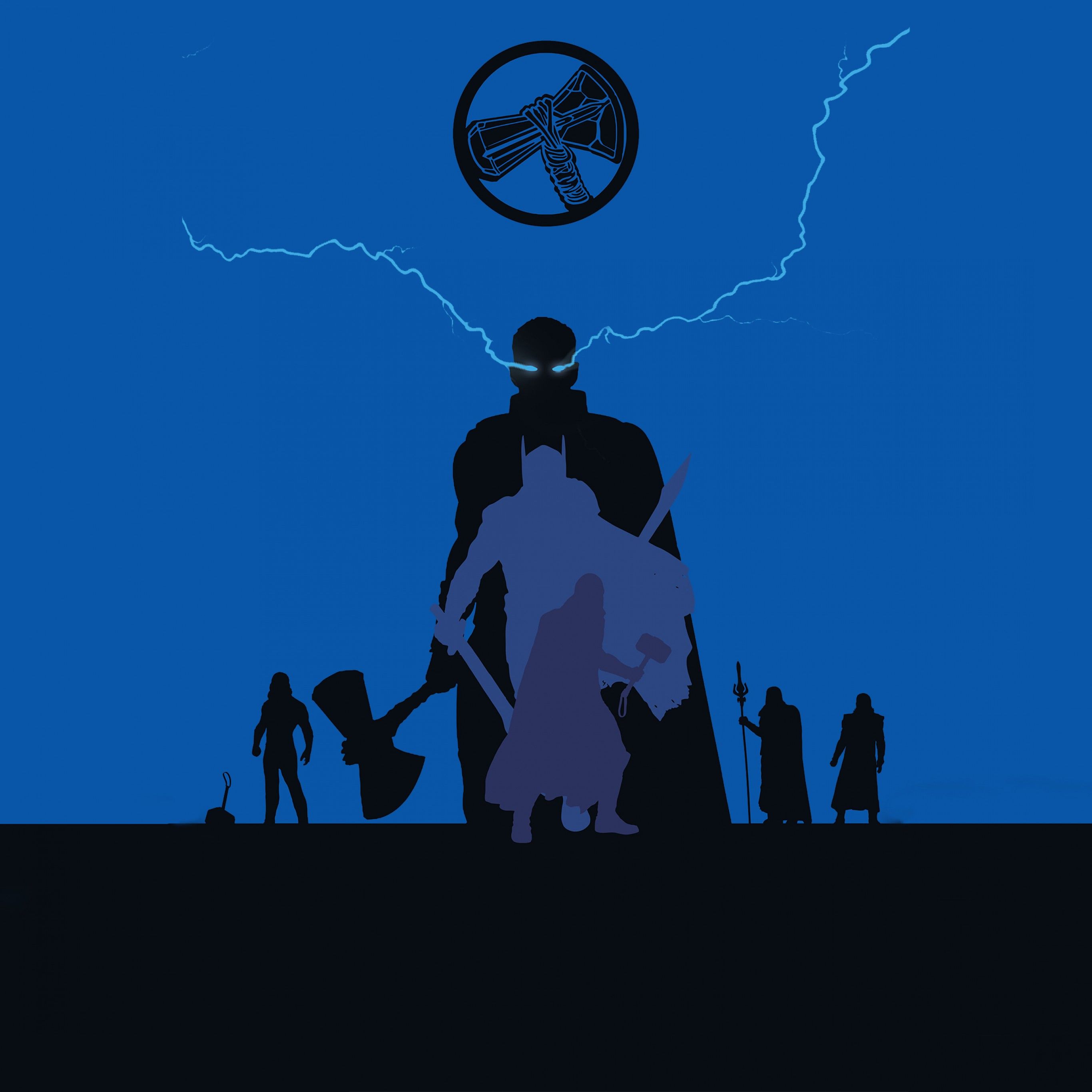 Thor 4K Wallpaper, God of Thunder, Stormbreaker, Minimal art, Marvel Superheroes, Minimal