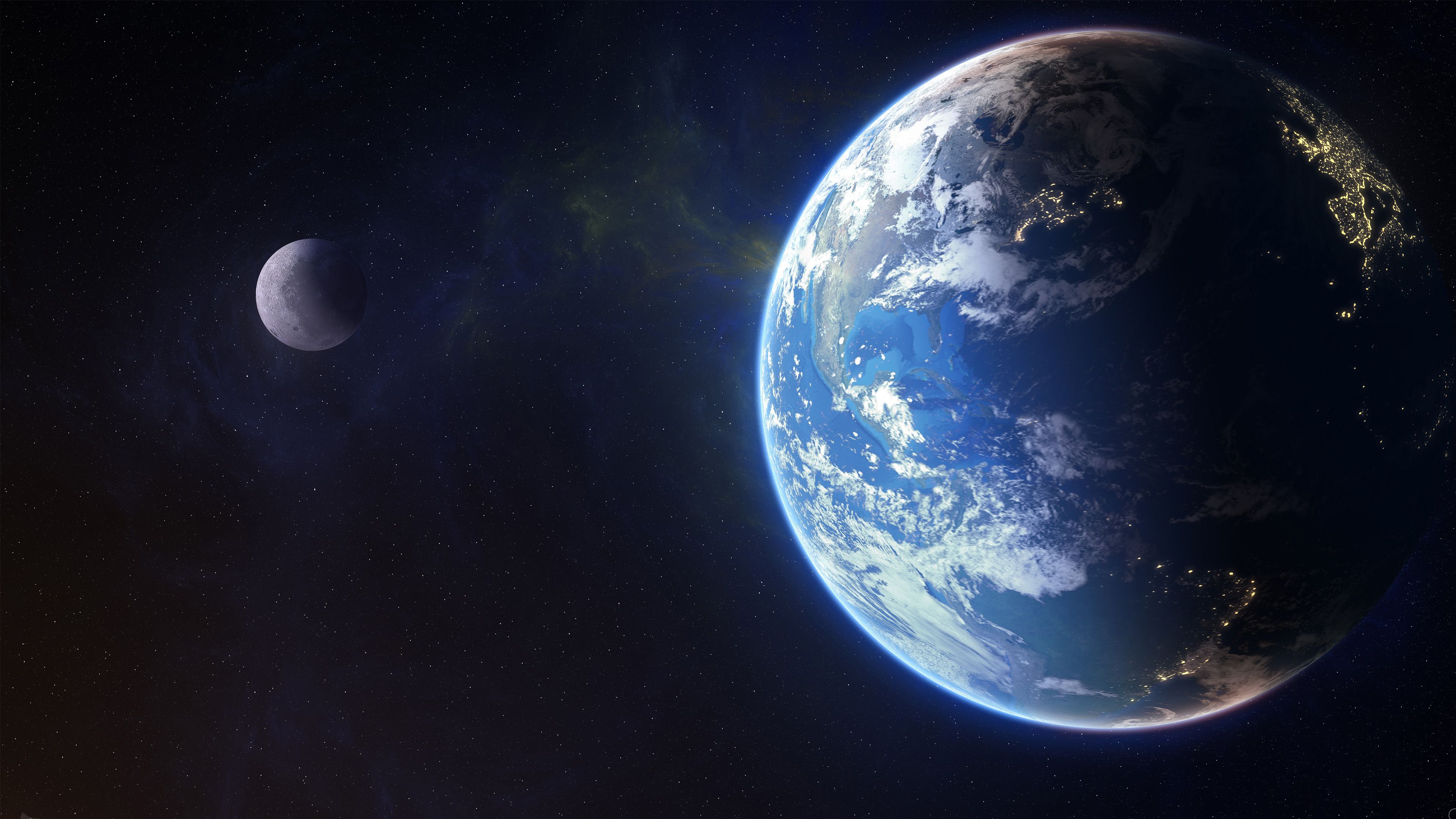 4K Wallpaper of Earth and Moon for Desktop Background Wallpaper. Desktop Background. Mobile Phone Wallpaper