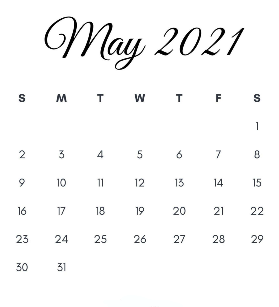 May 2021 Calendar For Personal Schedule Management. Monthly calendar printable, 2021 calendar, Calendar printables