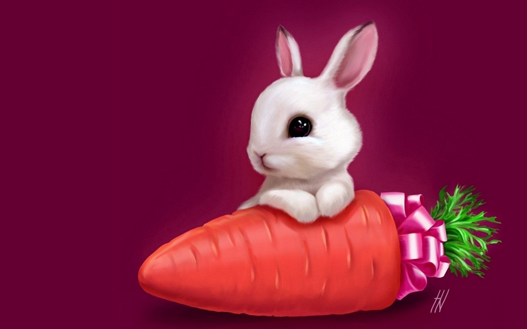 Download wallpaper 1680x1050 bunny, drawing, carrots, sweet widescreen 16:10 HD background