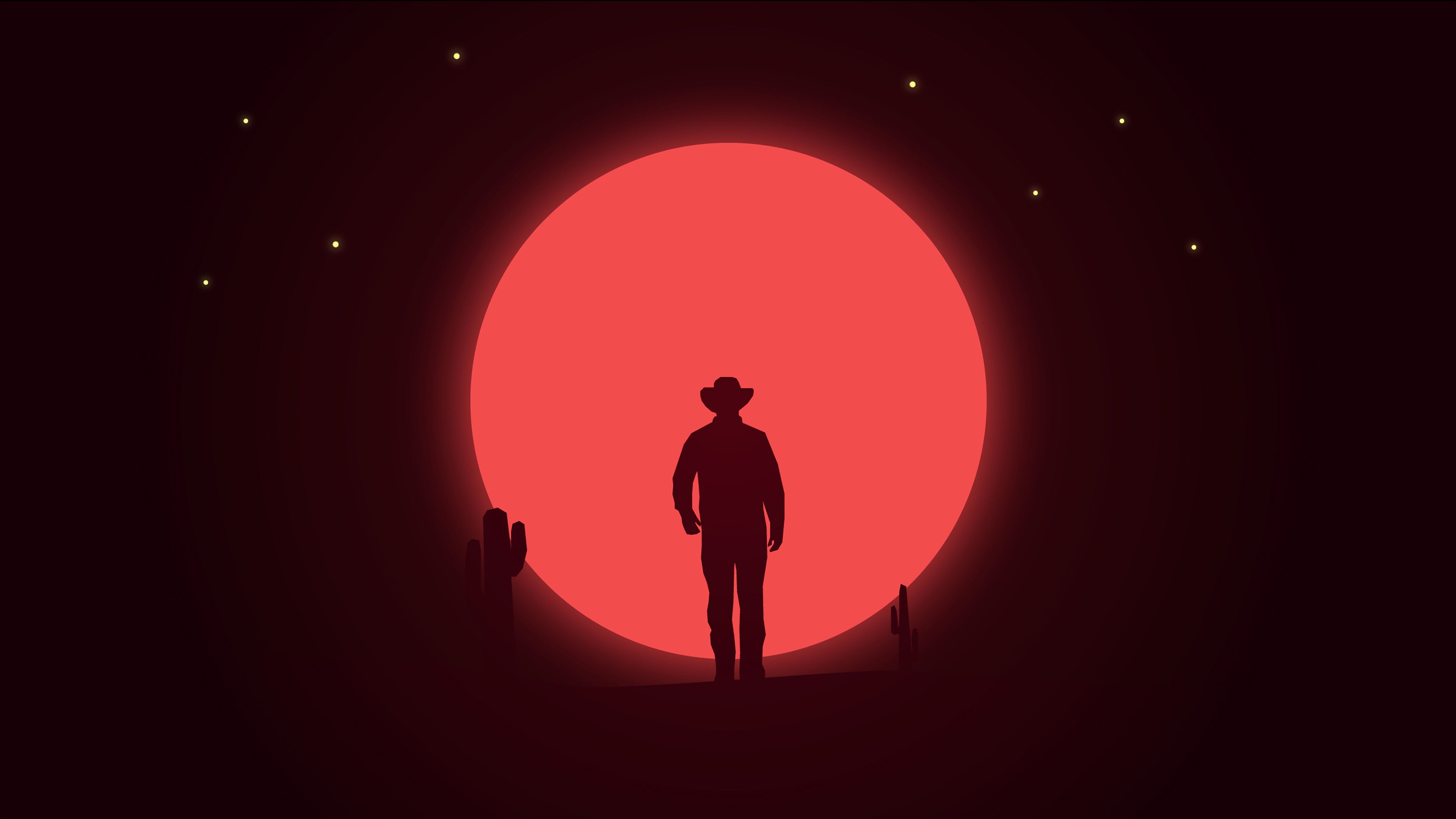 Cowboy Sunset Silhouette 4K Wallpaper