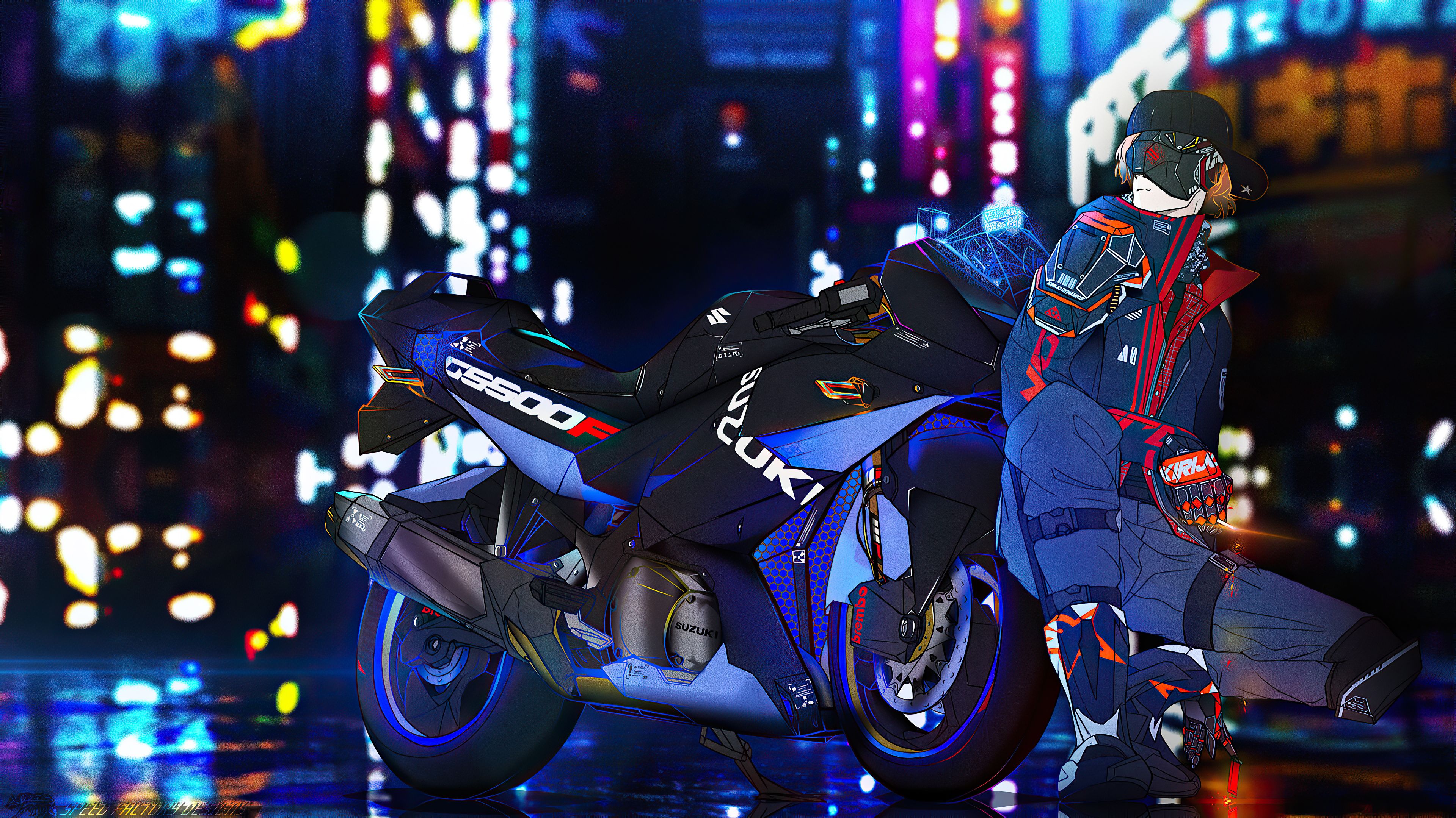 Suzuki Gs500f Bike Cyberpunk Boy, HD Artist, 4k Wallpaper, Image, Background, Photo and Picture