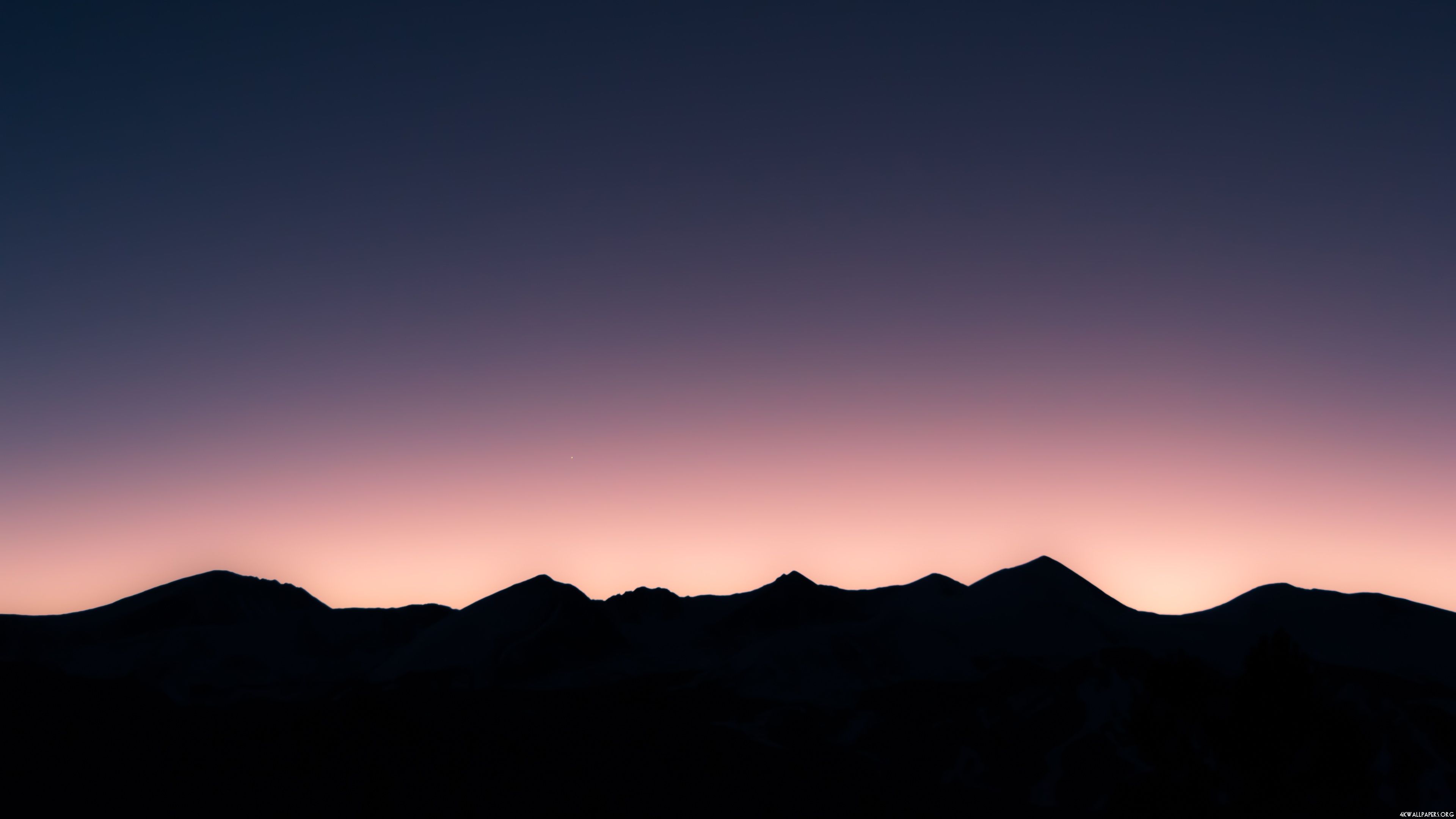 4K Mountains Sunset Silhouette Wallpaper