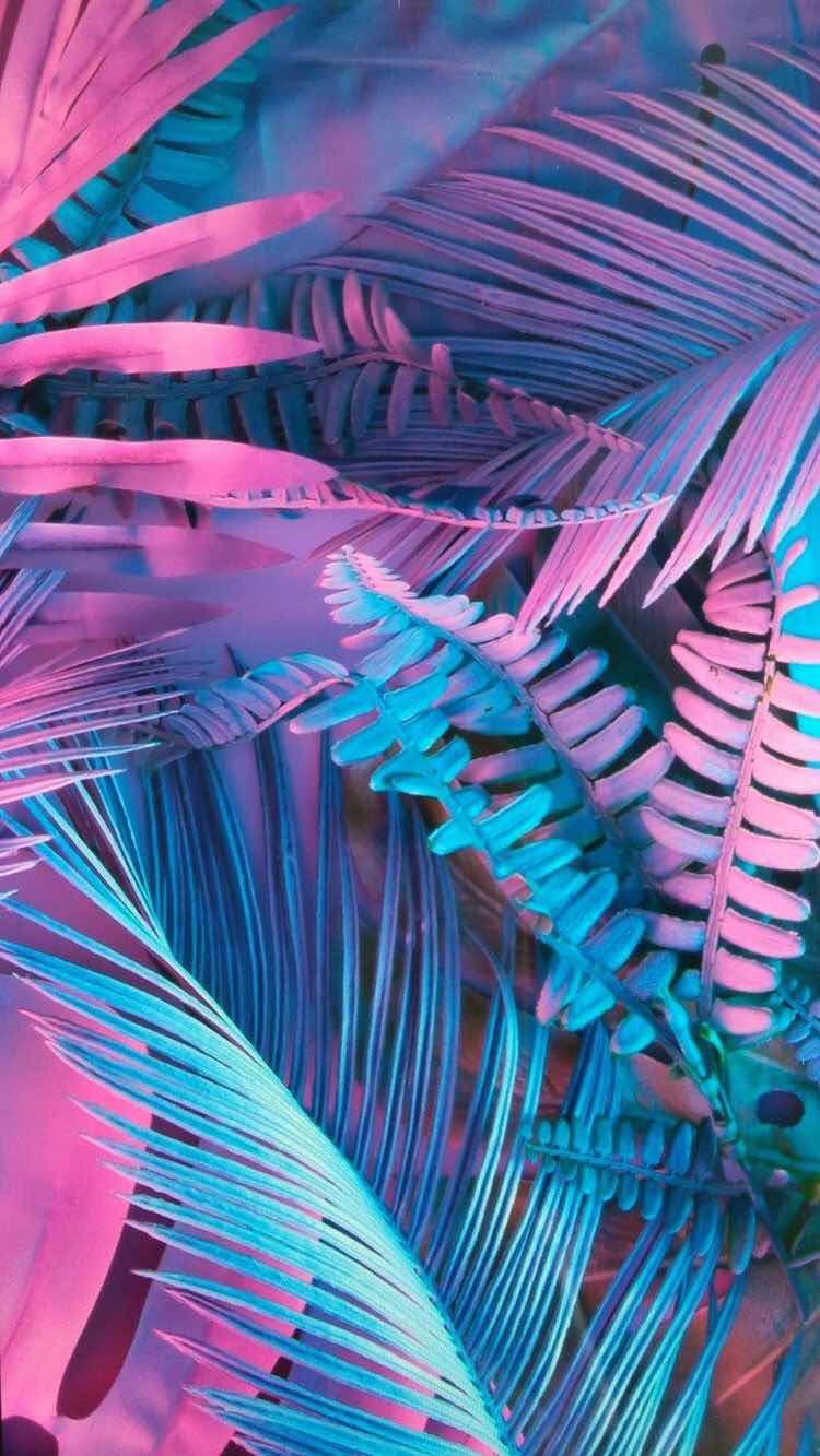 iPhone and Android Wallpaper: Pastel Leaf Wallpaper for iPhone and Android. Neon wallpaper, Leaf wallpaper, Android wallpaper