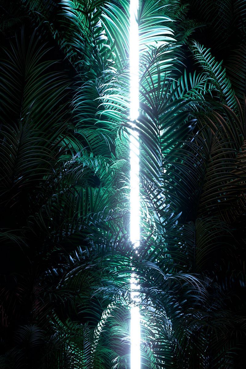Download Wallpaper 800x1200 Neon, Lights, Leaves, Line Iphone 4s 4 For Parallax HD Background