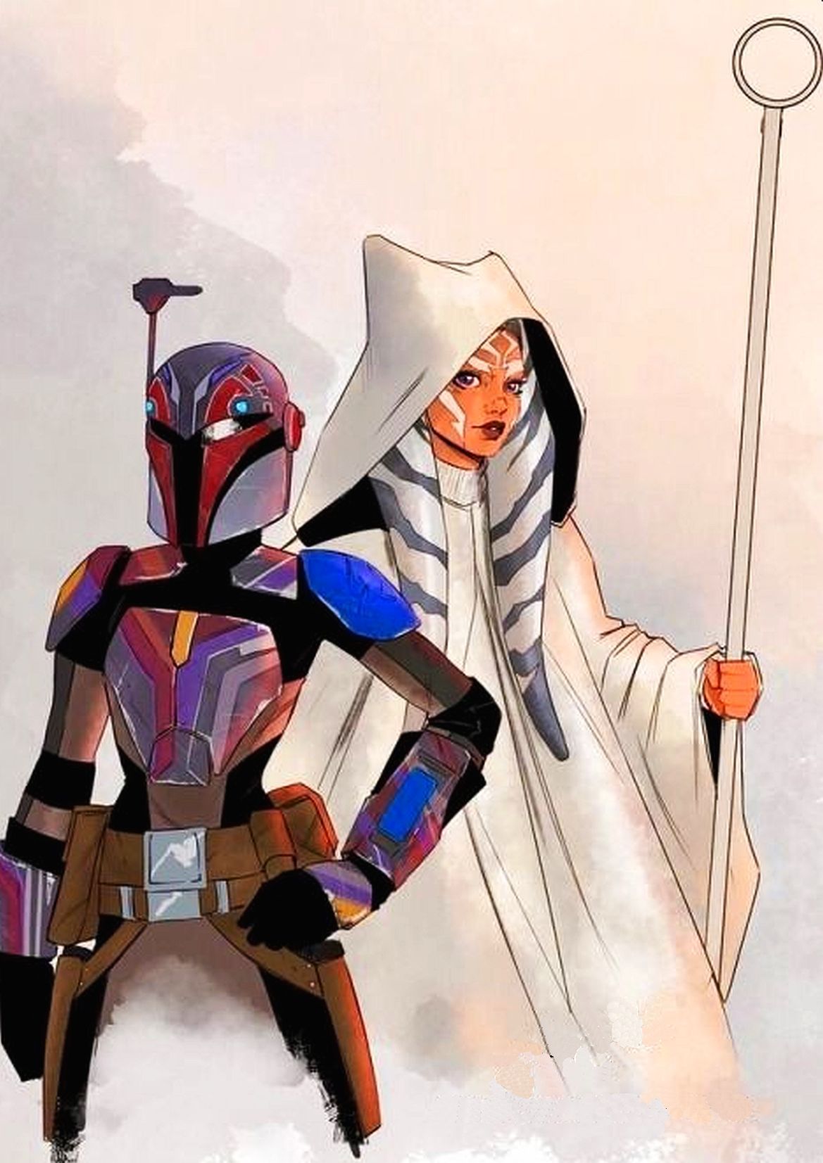 Grey Jedi Ahsoka Tano & Mandolorian Sabine Wren. Star wars picture, Star wars drawings, Star wars image