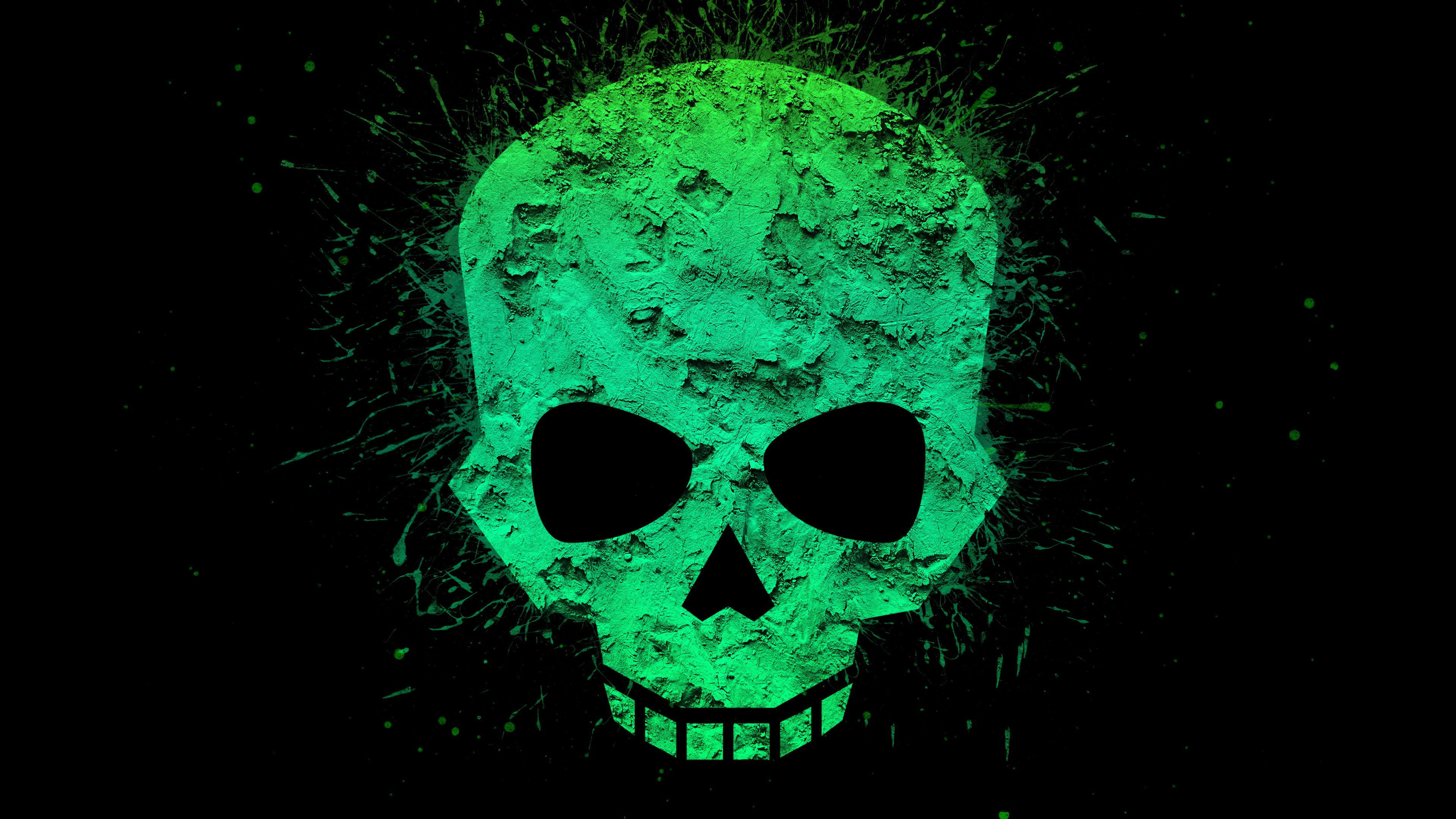 Green skull on a black background Desktop wallpaper 1280x800