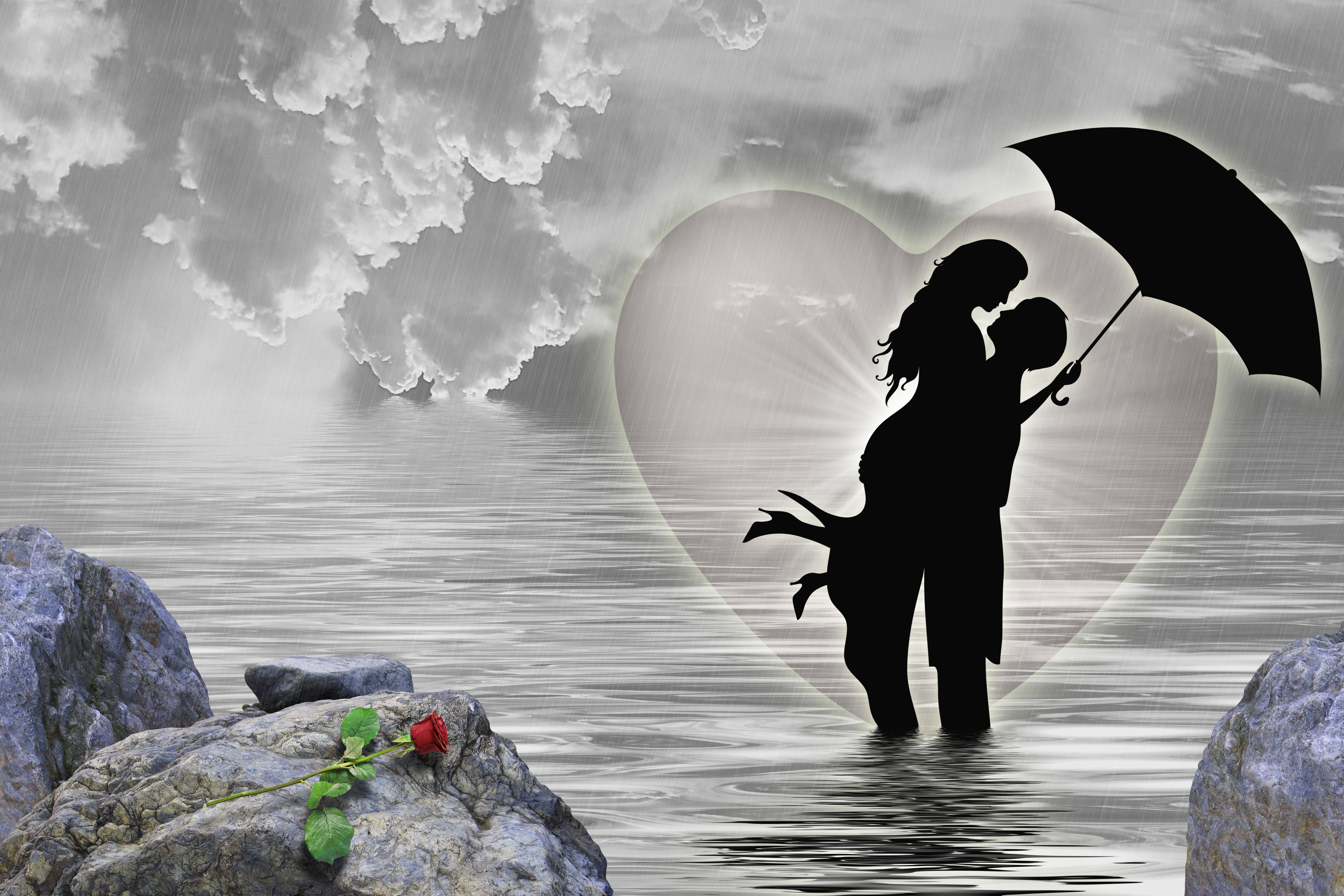 Artistic #Love #Couple #Heart #People #Romantic #Silhouette K #wallpaper #hdwallpaper #desktop. Rain wallpaper, Love wallpaper, Romantic good night sms