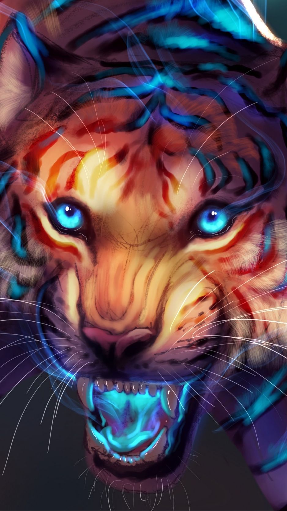 Tiger, art, grin, glow background. Tiger art, Tiger artwork, Lion art