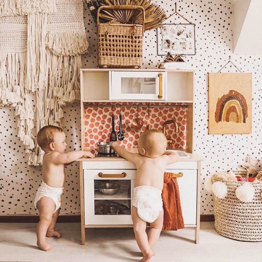 Black spot wallpaper for baby nursery interior