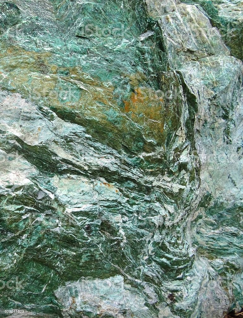 Image Of Large Green Marble Rock Quartz Veins Metamorphic Rocksurface Image Now