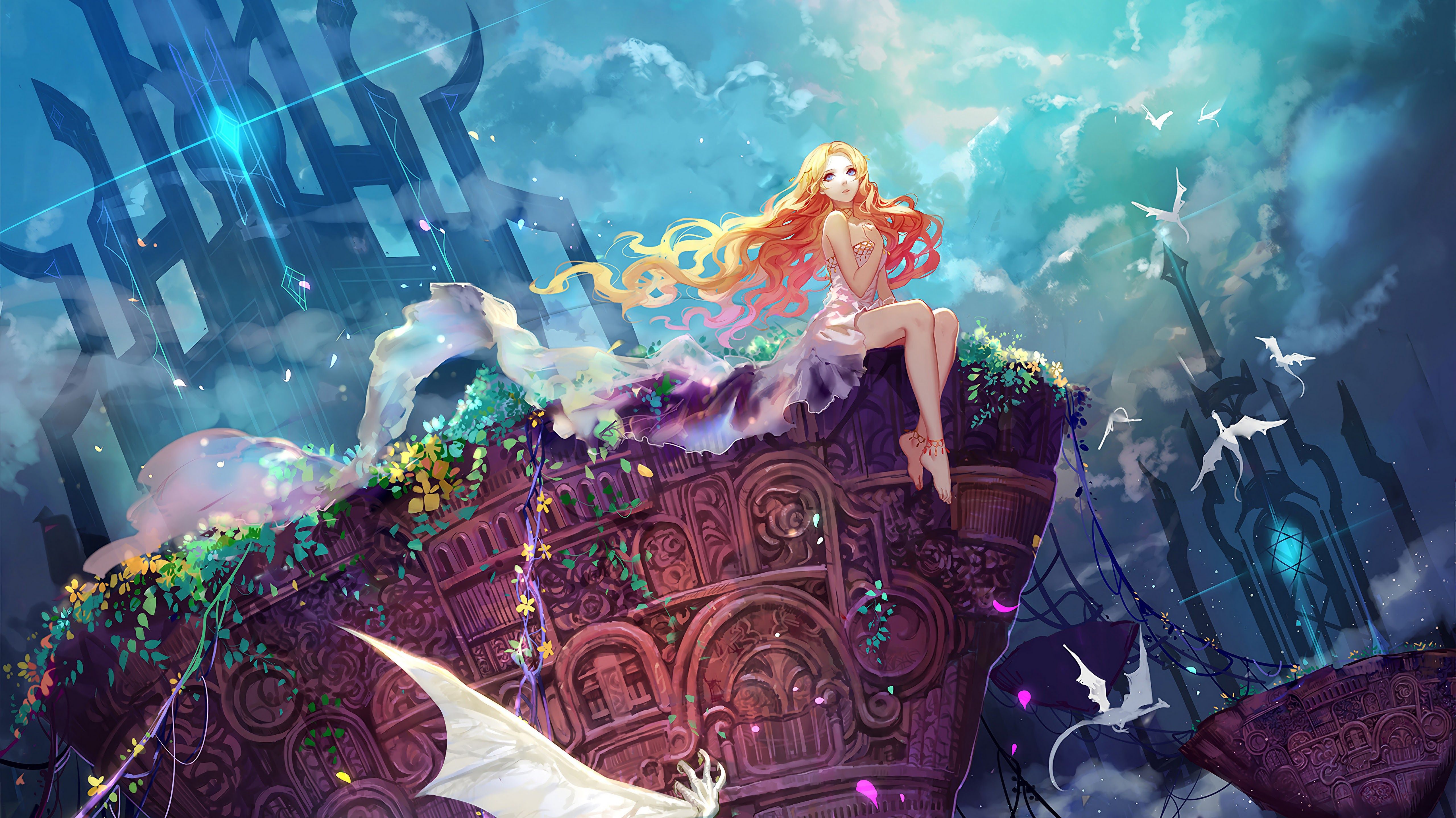 Fantasy Blonde Girl Anime 4K Wallpaper