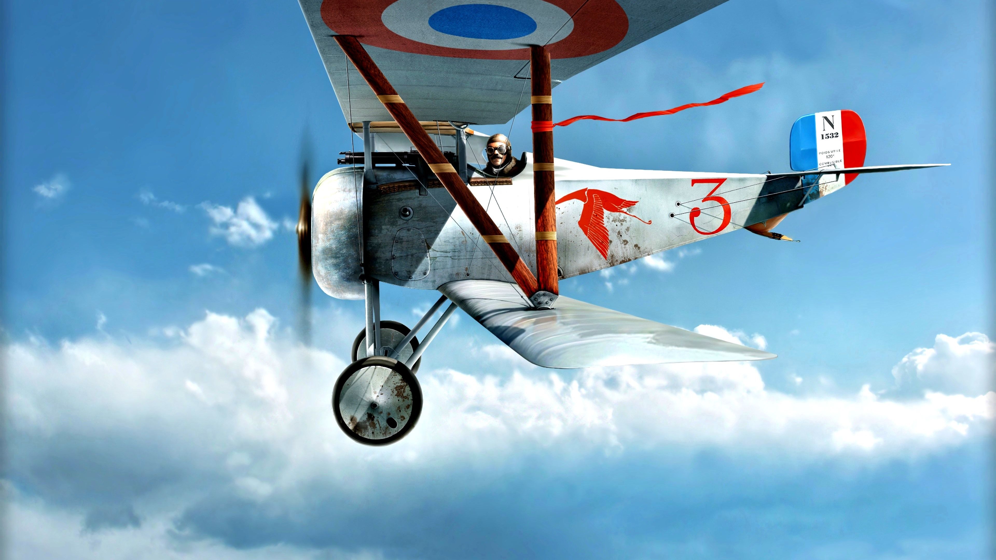 Wallpaper Biplane, pilot, sky, flight 3840x2160 UHD 4K Picture, Image