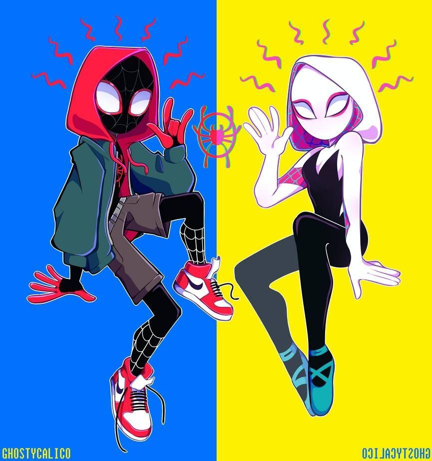 Spiderverse (Miles and Gwen). Miles morales spiderman, Spider girl, Spiderman art