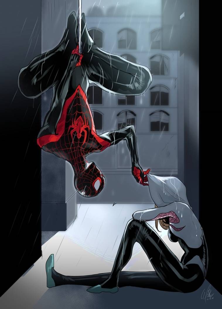 Miles and Gwen and Gwen. Spiderman and spider gwen, Marvel comics wallpaper, Spiderman spider