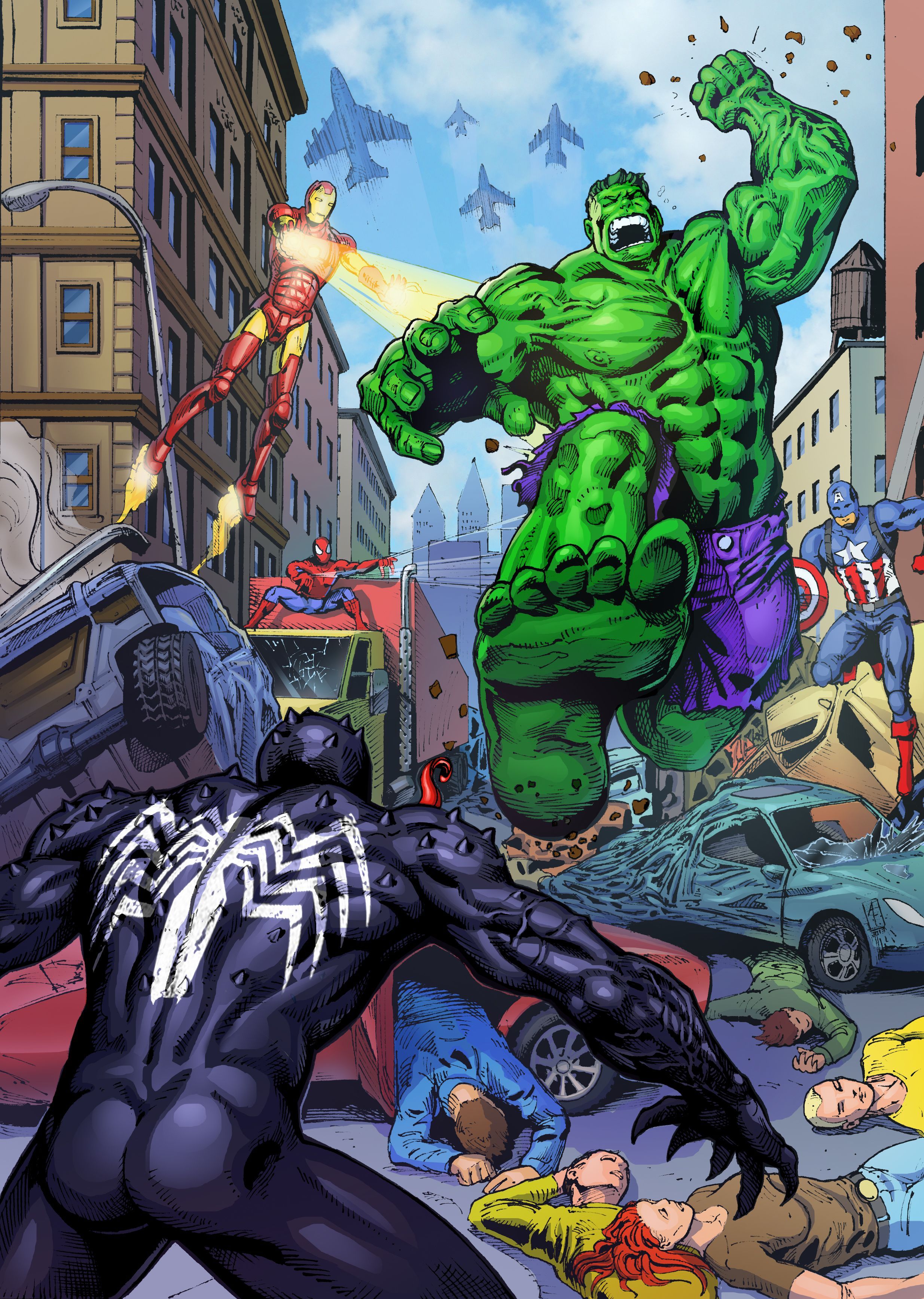 Hulk #Fan #Art. (Venom vs Hulk color) By: ANDREY GORKOVENKO. ÅWESOMENESS!!!™. Venom vs hulk, Marvel comics wallpaper, Marvel dc comics