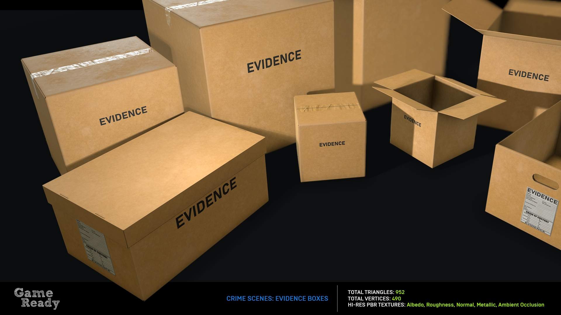 Crime Scenes Evidence Packages and Boxes 3D Model