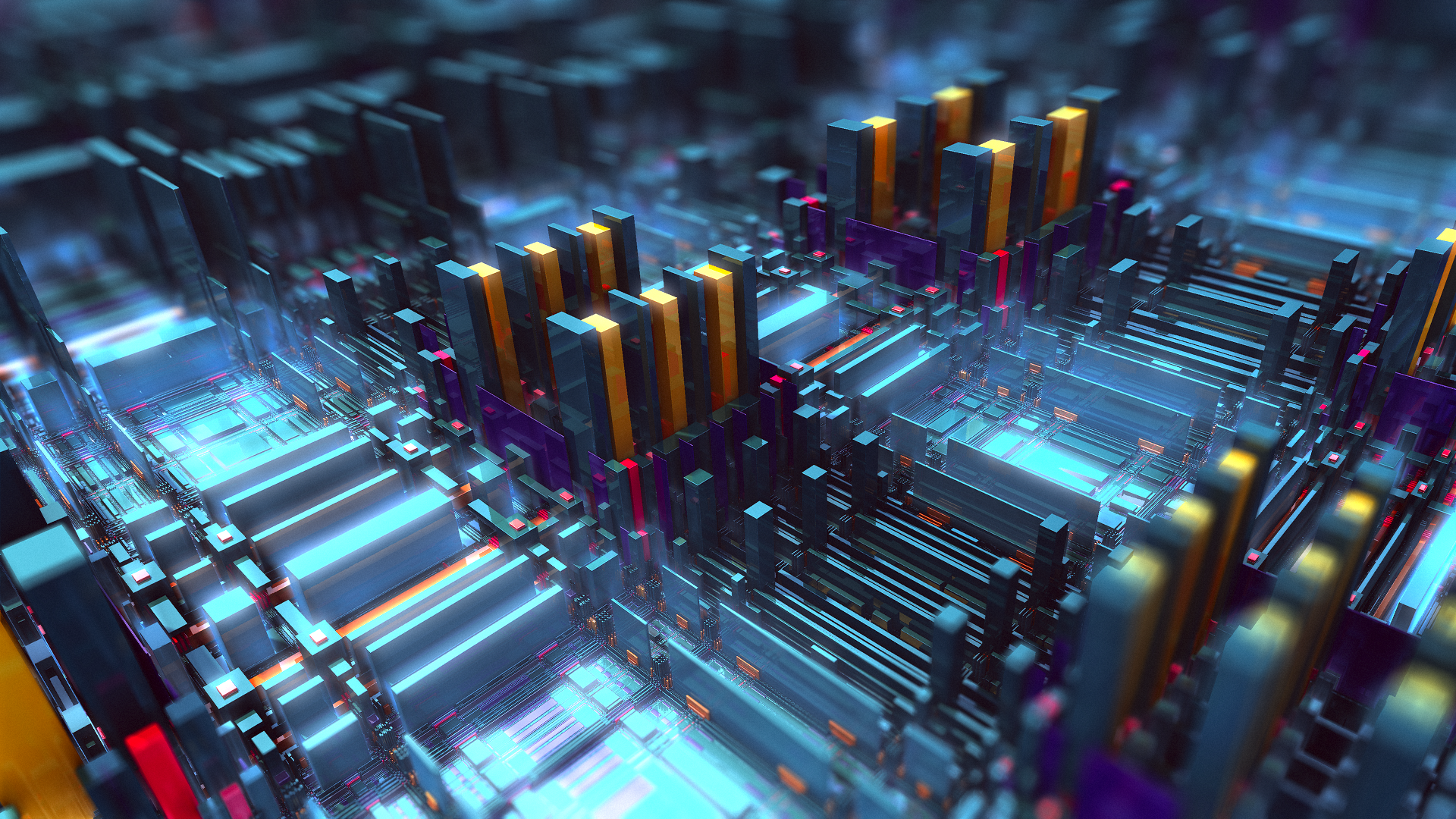 Wallpaper, geometry, 3D Abstract, render, square, boxes 1920x1080